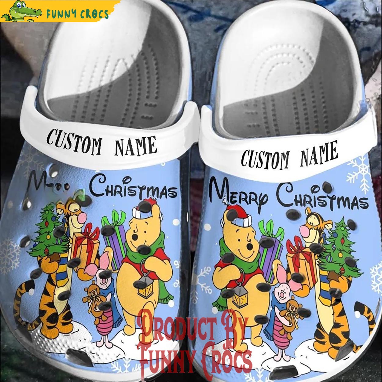 Winnie The Pooh Cartoon Christmas Crocs Crocband Clogs Shoes Comfortable For Men Women and Kids