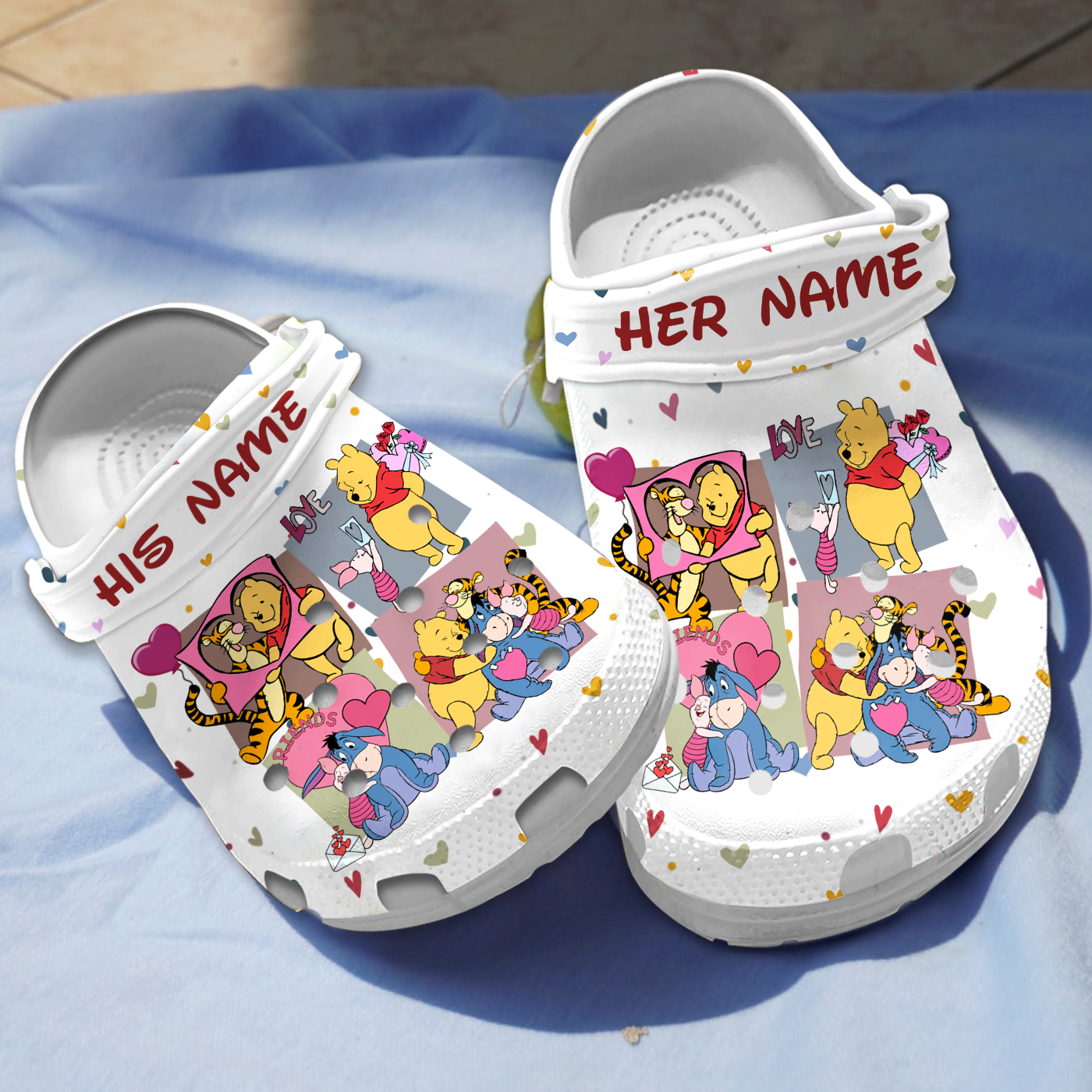Winnie The Pooh Cartoon Crocs Crocband Clogs Shoes Comfortable For Men Women and Kids