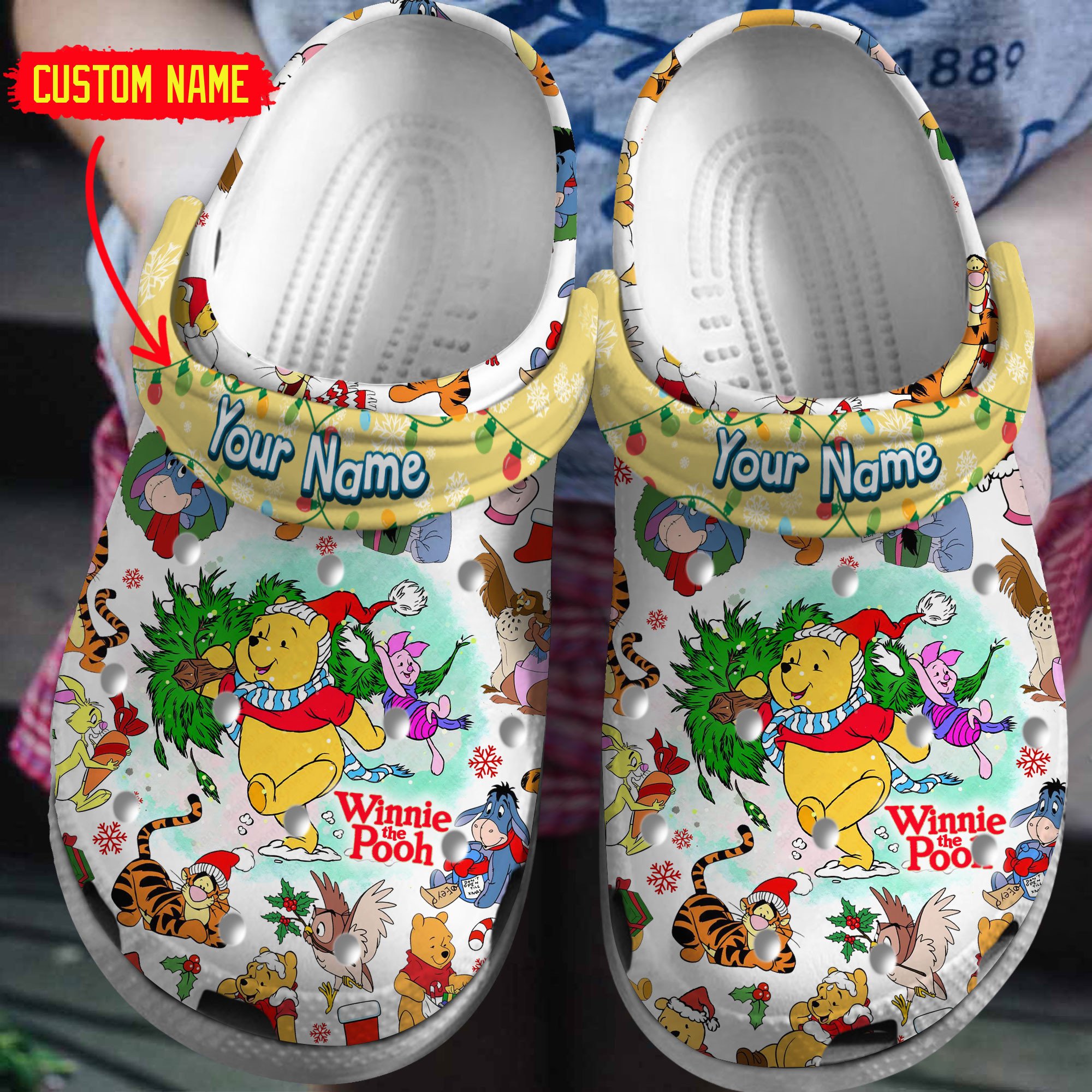 Winnie The Pooh Cartoon Crocs Crocband Clogs Shoes Comfortable For Men Women and Kids