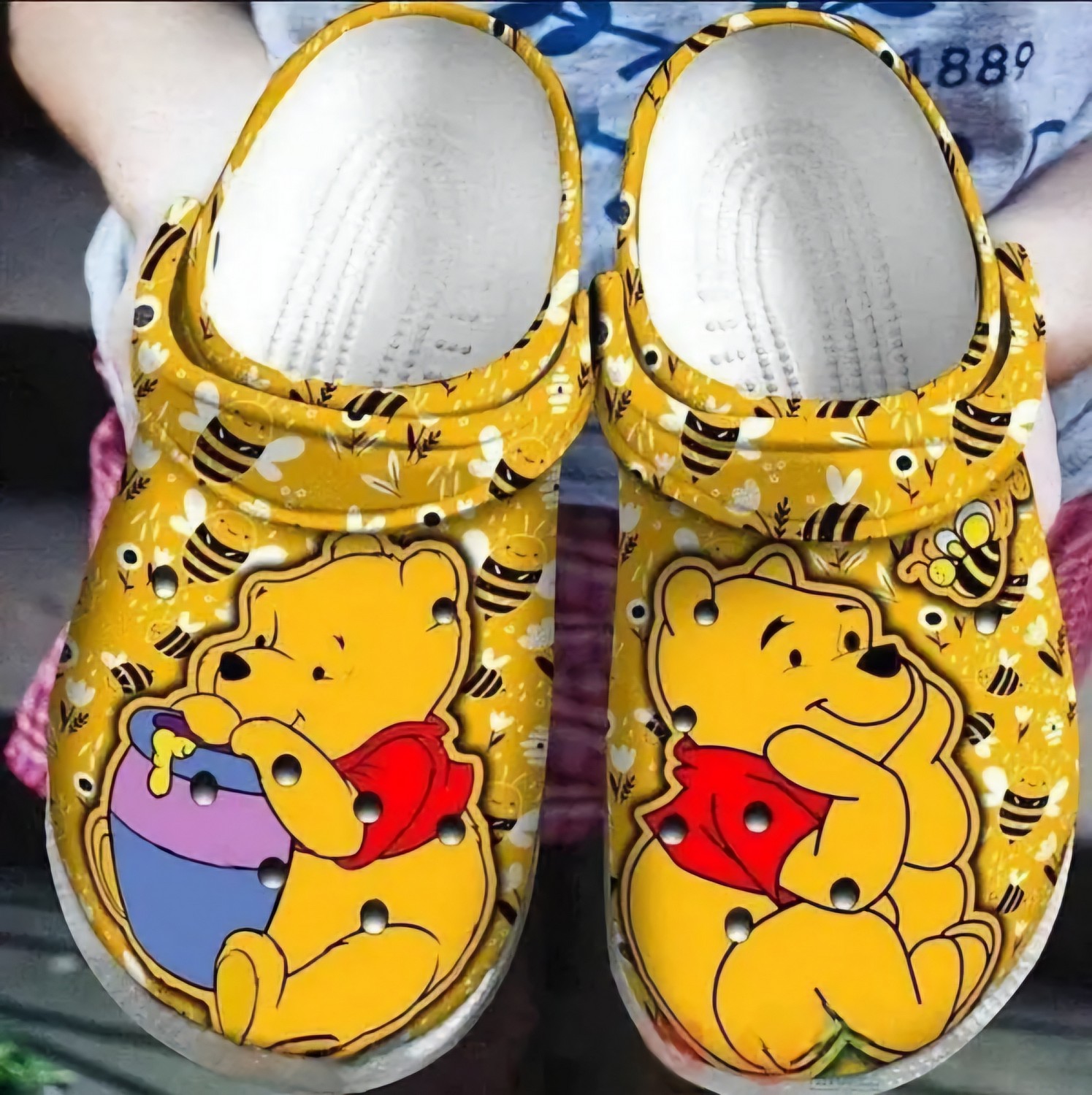 Winnie The Pooh Cartoon Crocs Crocband Clogs Shoes Comfortable For Men Women and Kids
