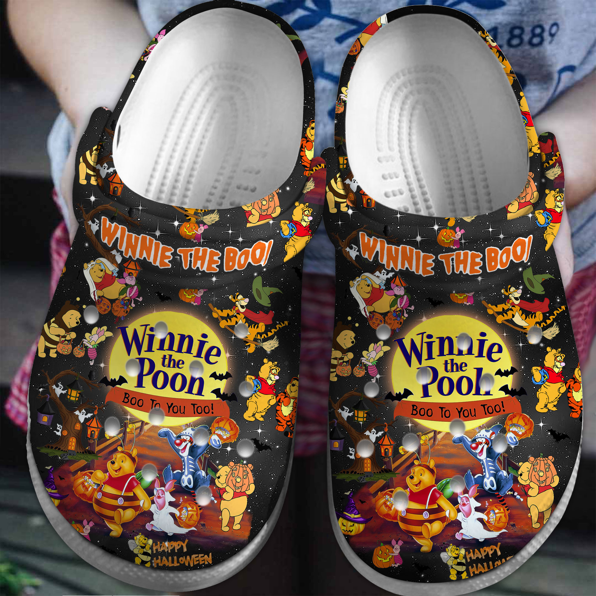 Winnie The Pooh Cartoon Crocs Crocband Clogs Shoes Comfortable For Men Women and Kids