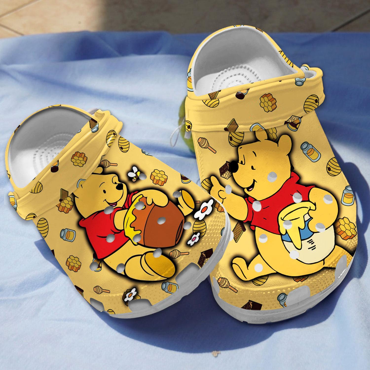 Winnie The Pooh Cartoon Crocs Crocband Clogs Shoes Comfortable For Men Women and Kids