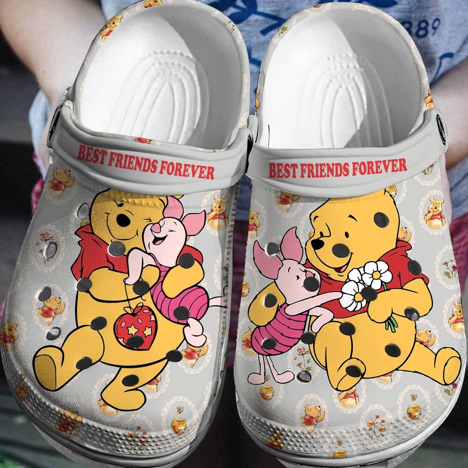 Winnie The Pooh Cartoon Crocs Crocband Clogs Shoes Comfortable For Men Women and Kids