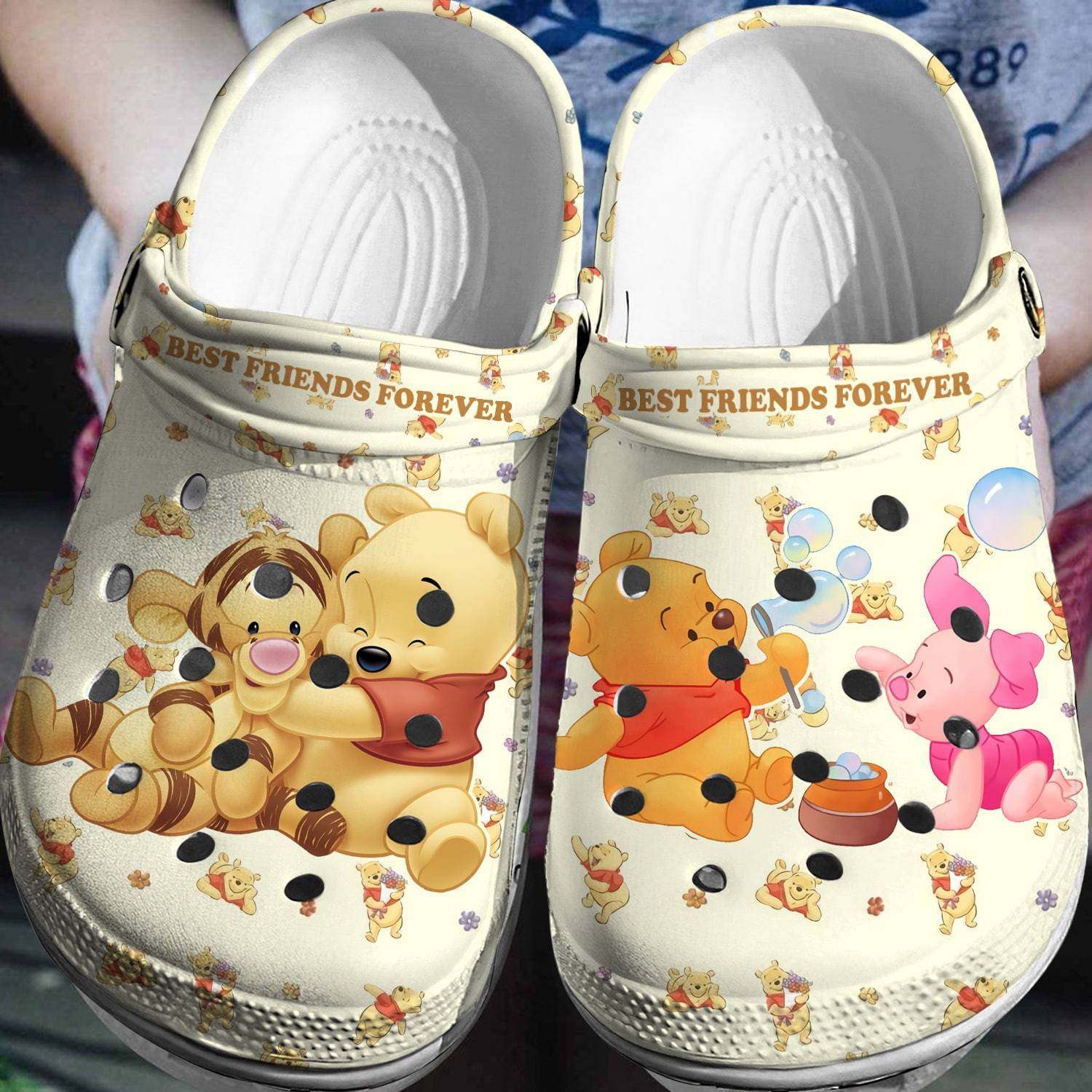 Winnie The Pooh Cartoon Crocs Crocband Clogs Shoes Comfortable For Men Women and Kids