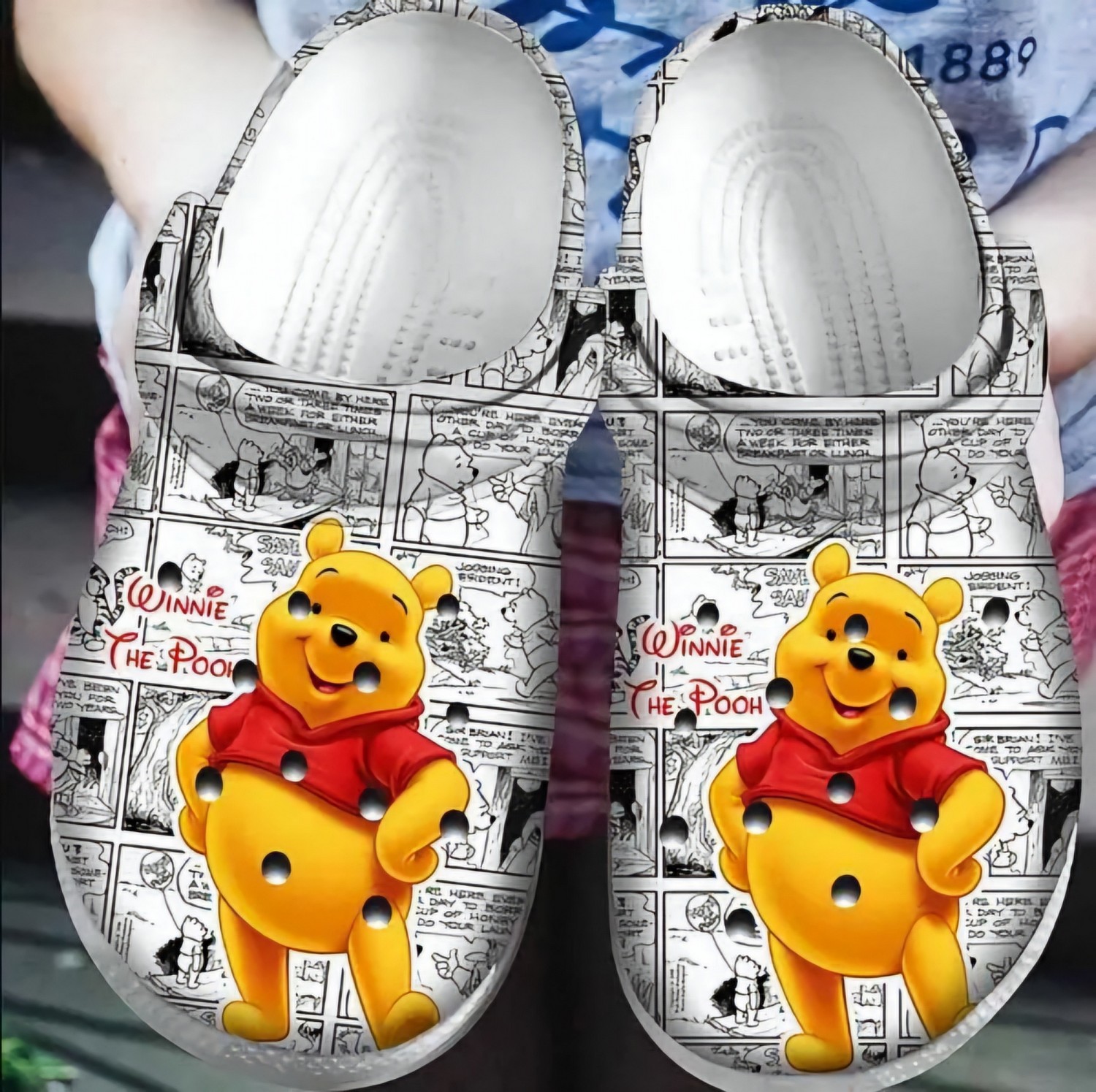 Winnie The Pooh Cartoon Crocs Crocband Clogs Shoes Comfortable For Men Women and Kids