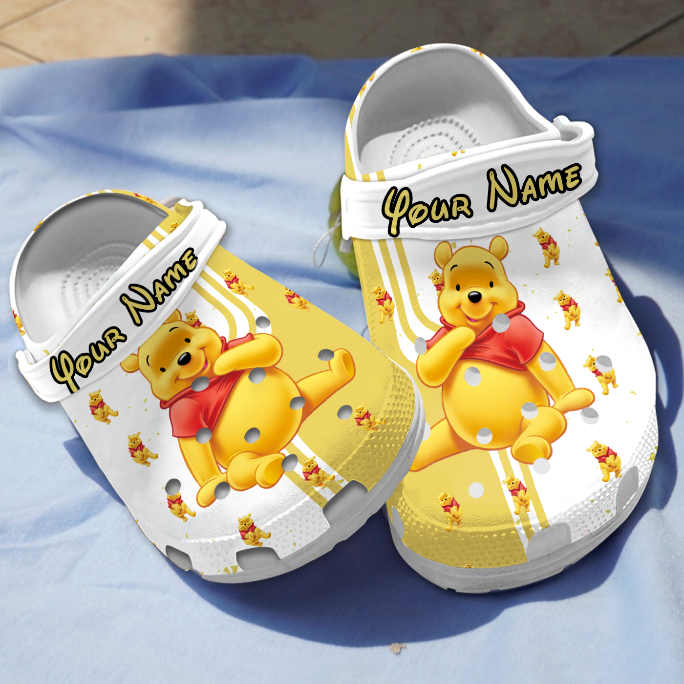 Winnie The Pooh Cartoon Crocs Crocband Clogs Shoes Comfortable For Men Women and Kids