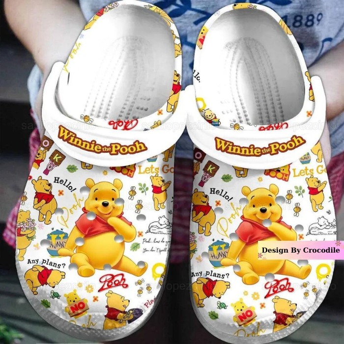 Winnie The Pooh Cartoon Crocs Crocband Clogs Shoes Comfortable For Men Women and Kids