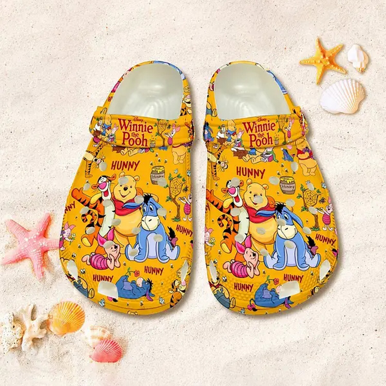Winnie The Pooh Cartoon Crocs Crocband Clogs Shoes Comfortable For Men Women and Kids