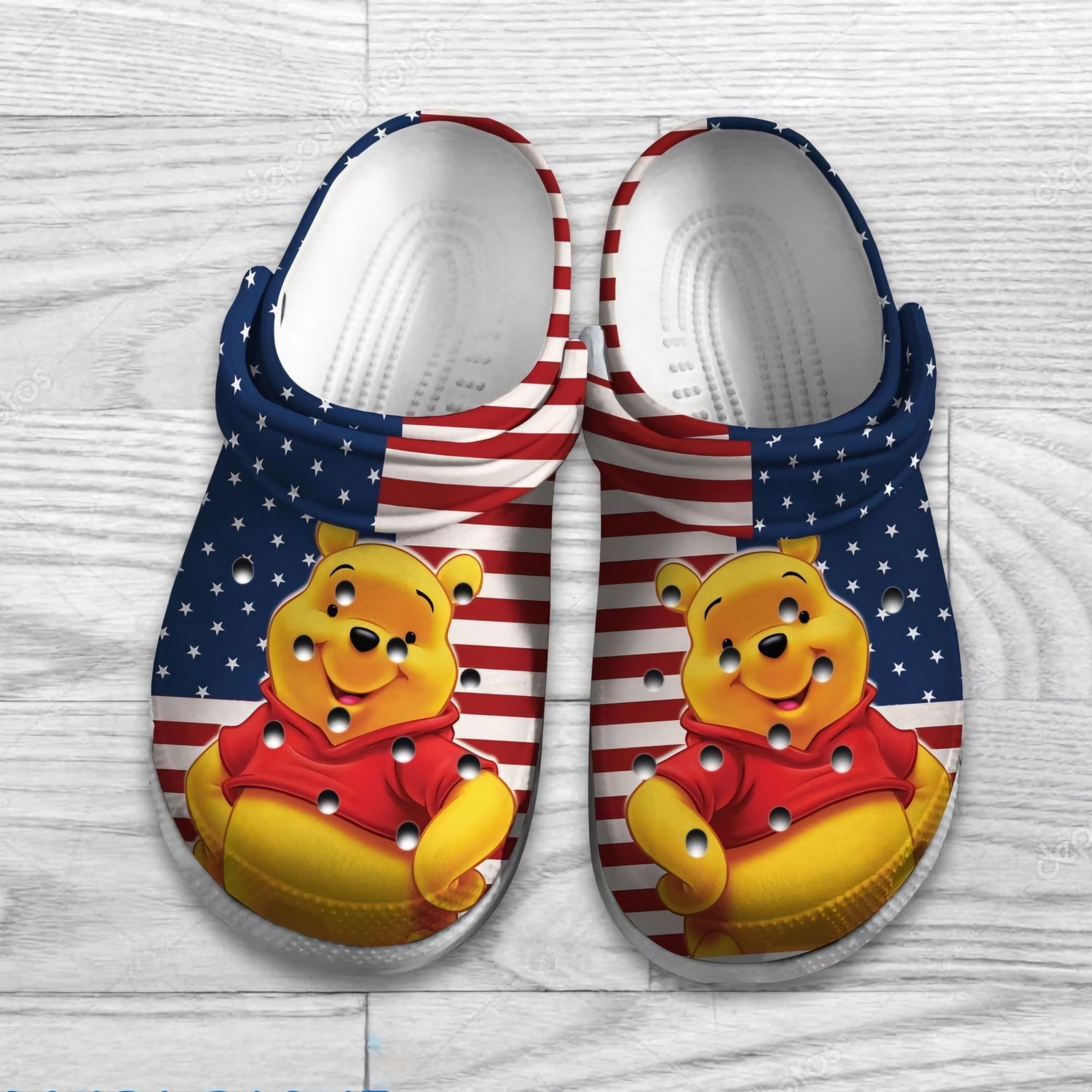 Winnie The Pooh Cartoon Crocs Crocband Clogs Shoes Comfortable For Men Women and Kids