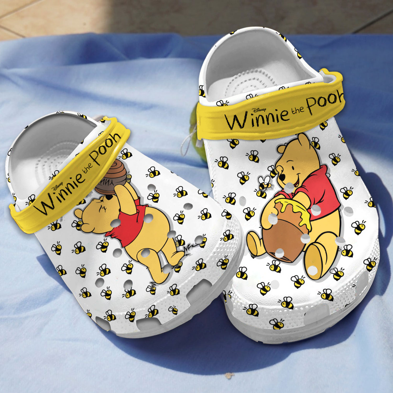 Winnie The Pooh Cartoon Crocs Crocband Clogs Shoes Comfortable For Men Women and Kids