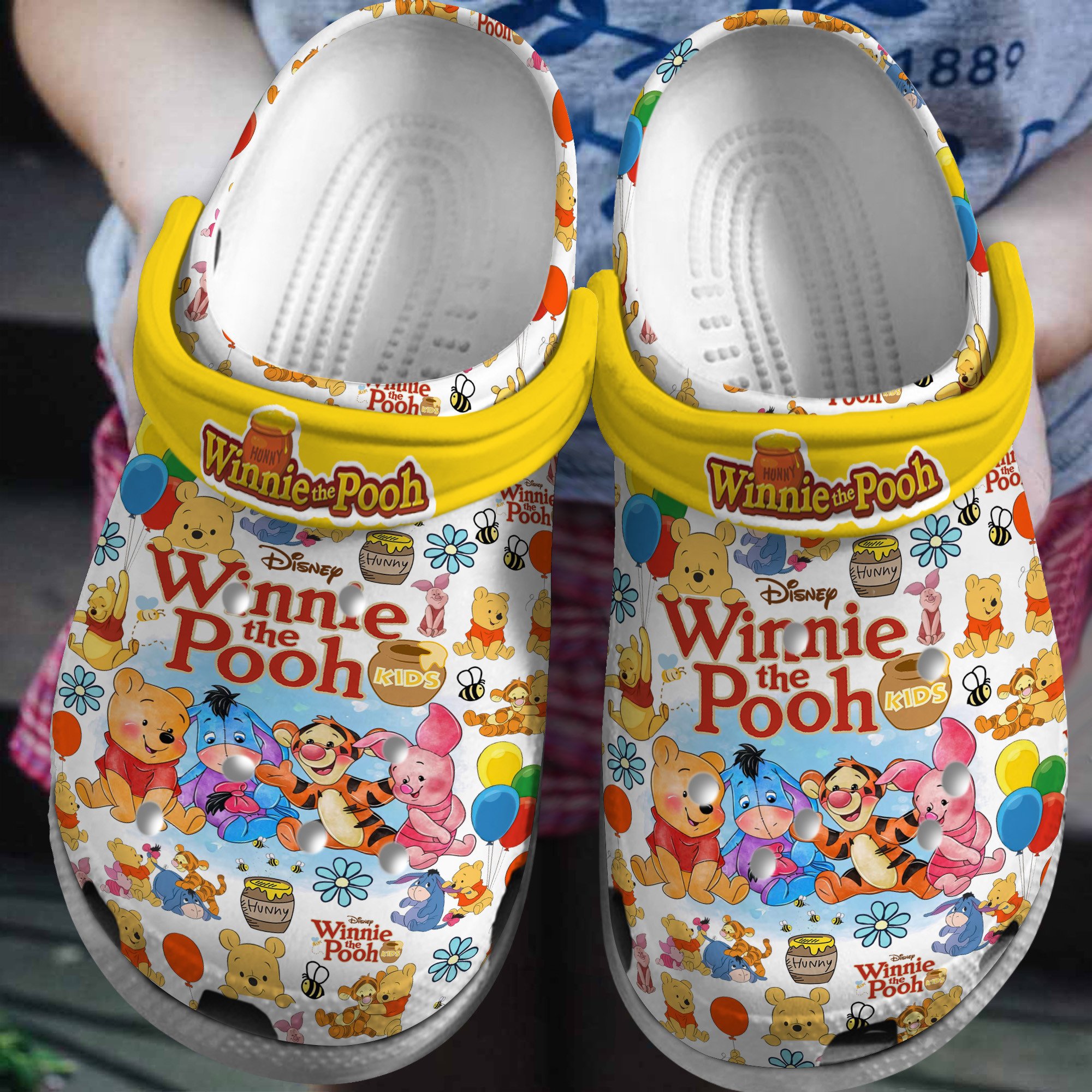 Winnie The Pooh Cartoon Crocs Crocband Clogs Shoes Comfortable For Men Women and Kids