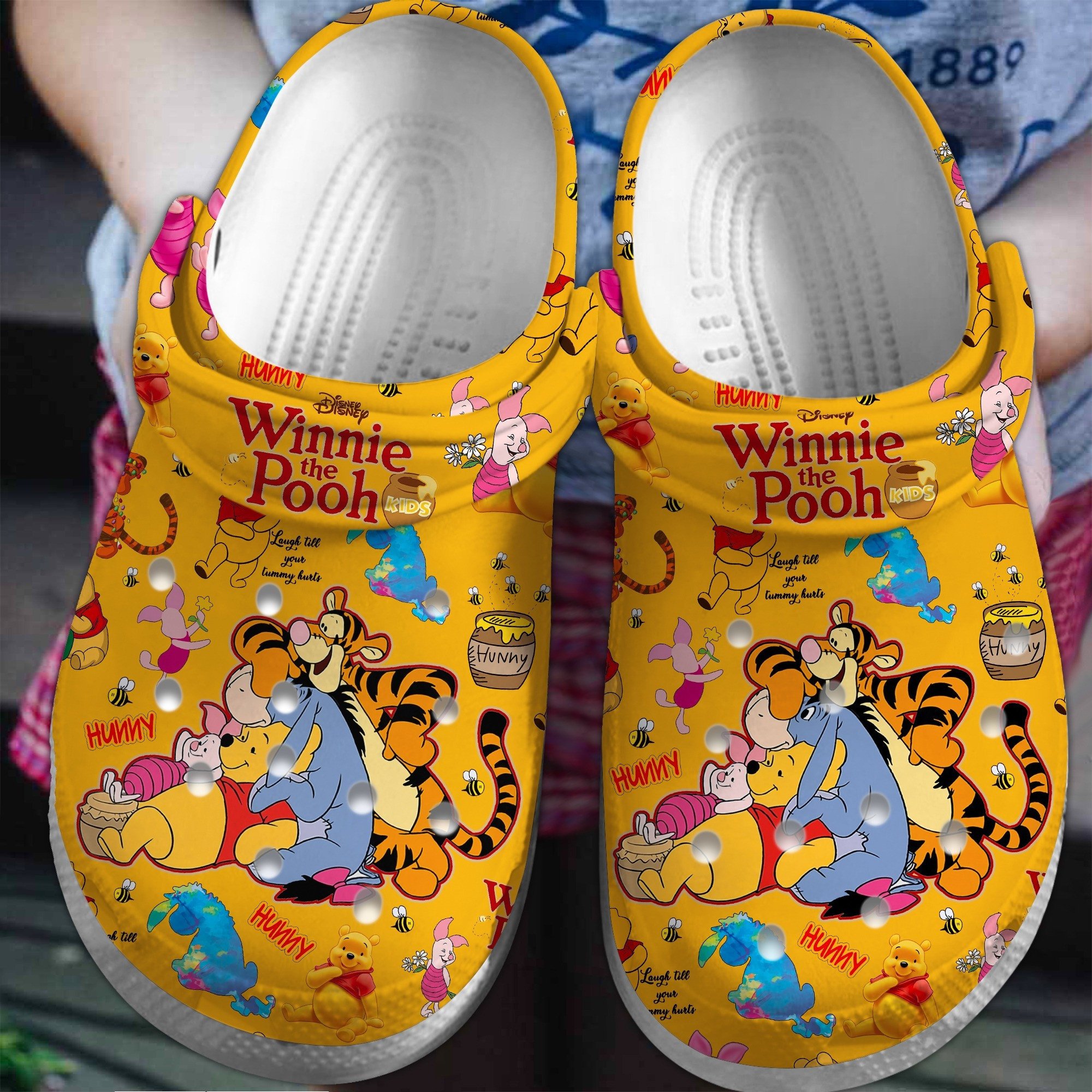 Winnie The Pooh Cartoon Crocs Crocband Clogs Shoes Comfortable For Men Women and Kids
