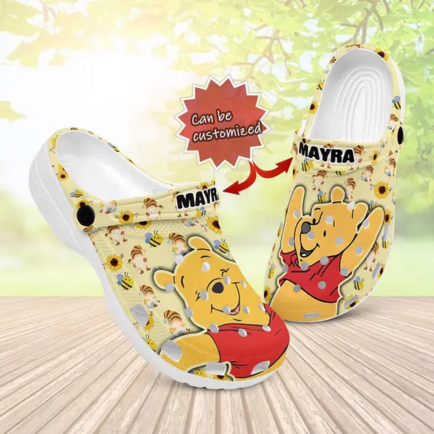 Winnie The Pooh Cartoon Crocs Crocband Clogs Shoes Comfortable For Men Women and Kids