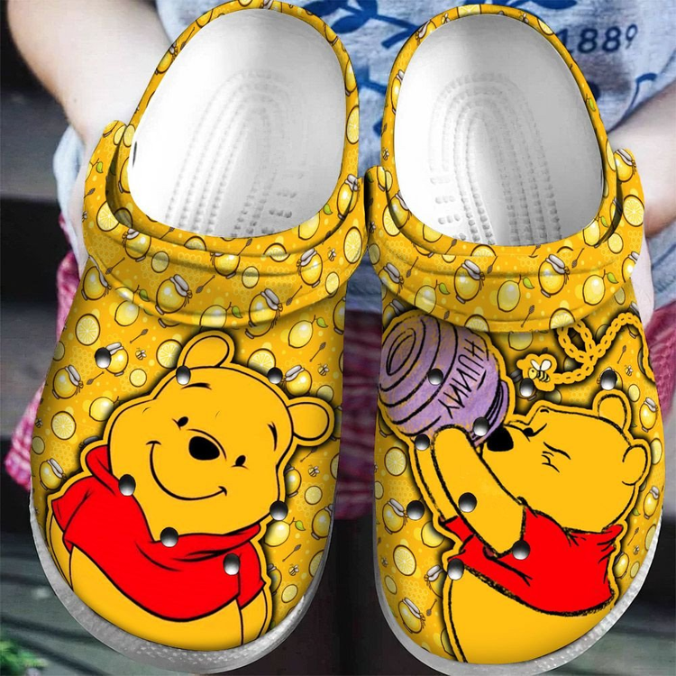 Winnie The Pooh Cartoon Crocs Crocband Clogs Shoes Comfortable For Men Women and Kids