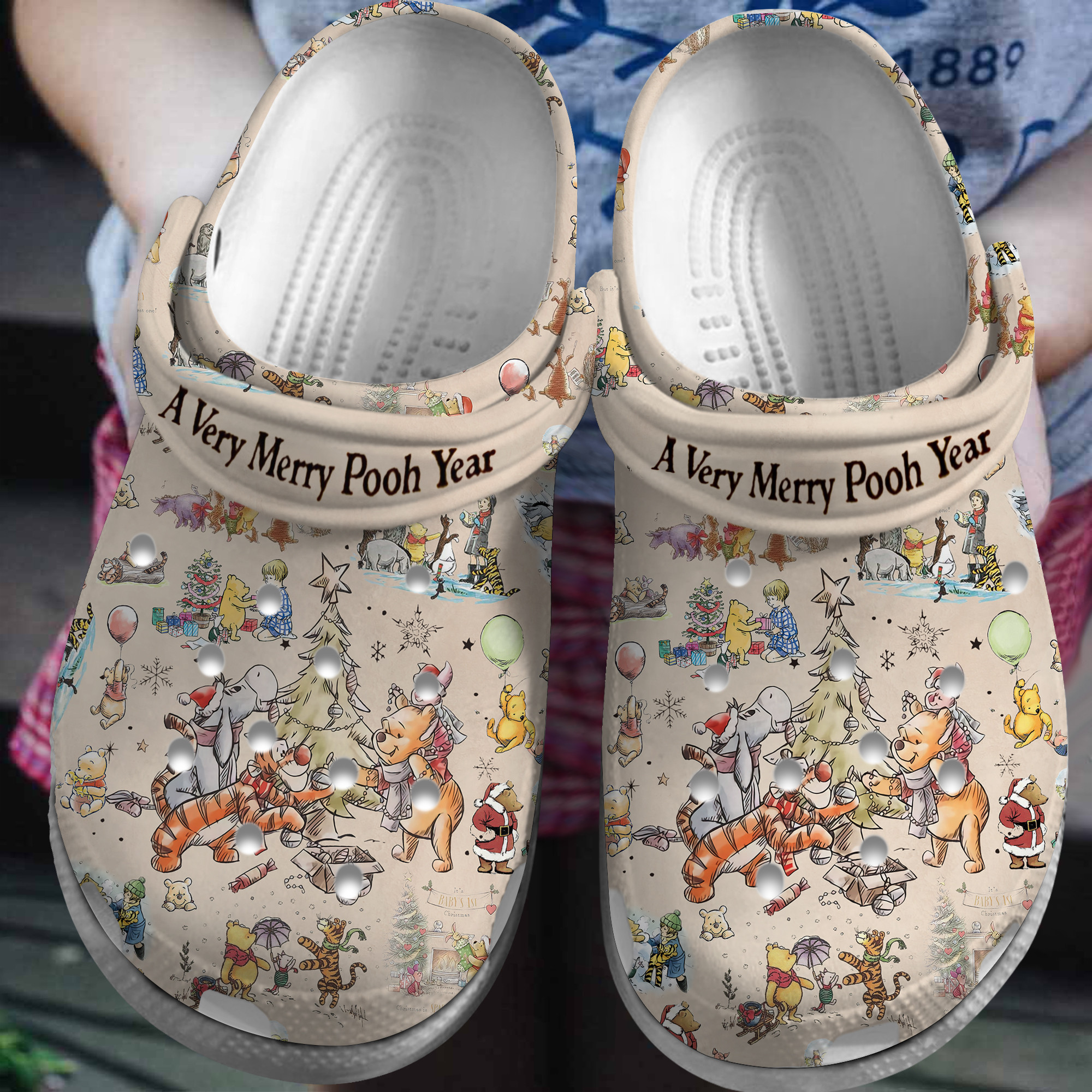 Winnie The Pooh Cartoon Crocs Crocband Clogs Shoes Comfortable For Men Women and Kids
