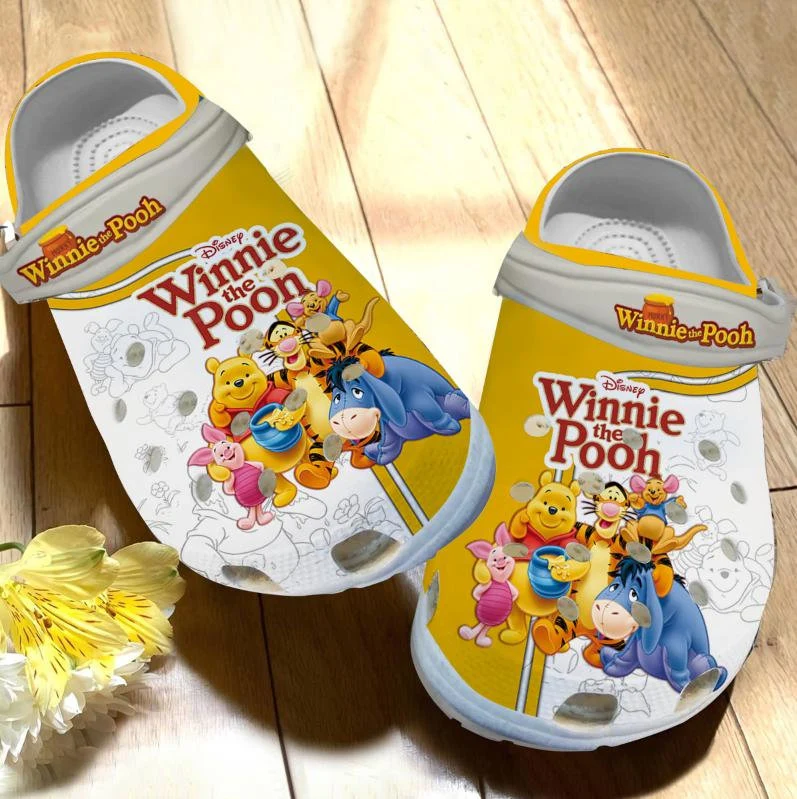 Winnie The Pooh Cartoon Crocs Crocband Clogs Shoes Comfortable For Men Women and Kids