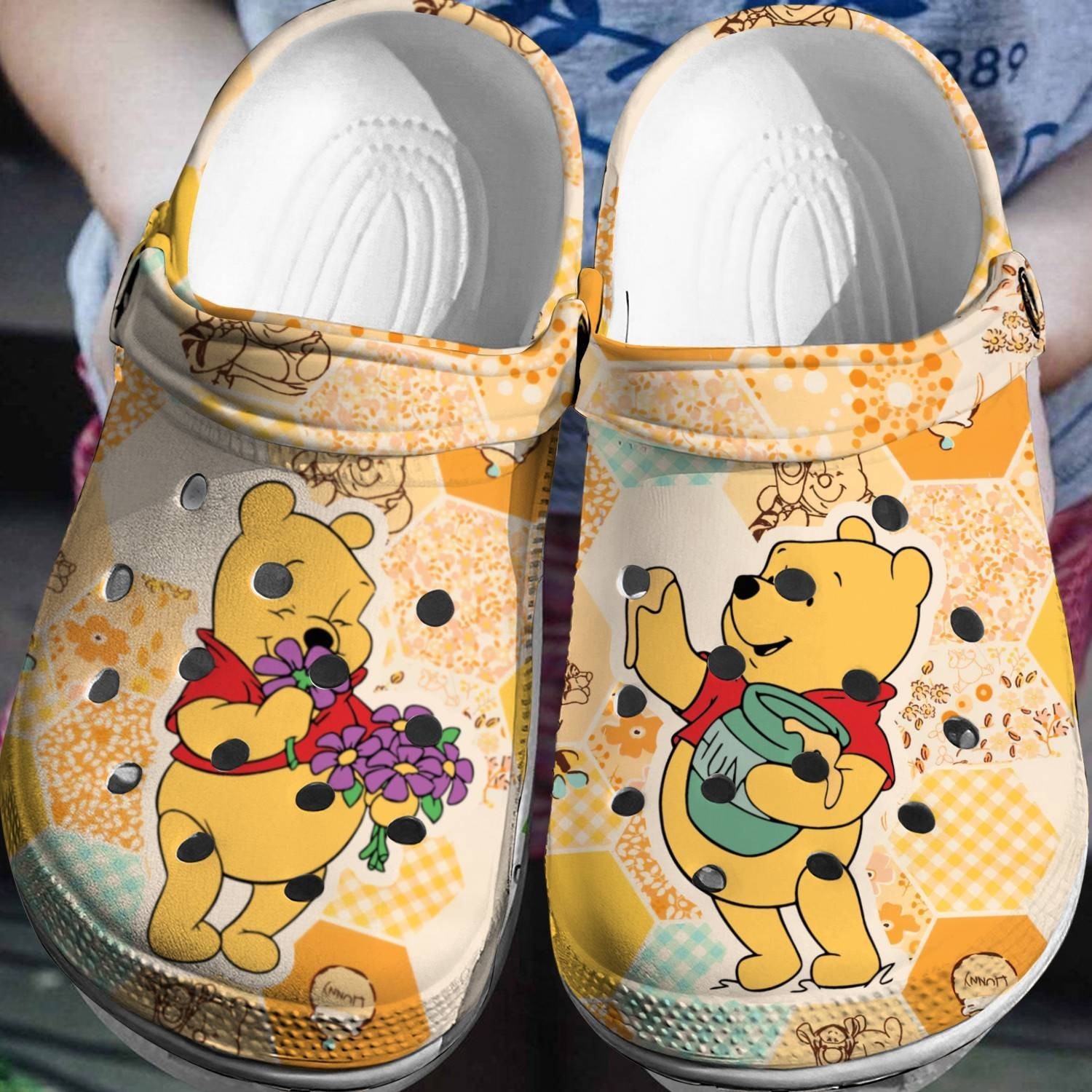 Winnie The Pooh Cartoon Crocs Crocband Clogs Shoes Comfortable For Men Women and Kids