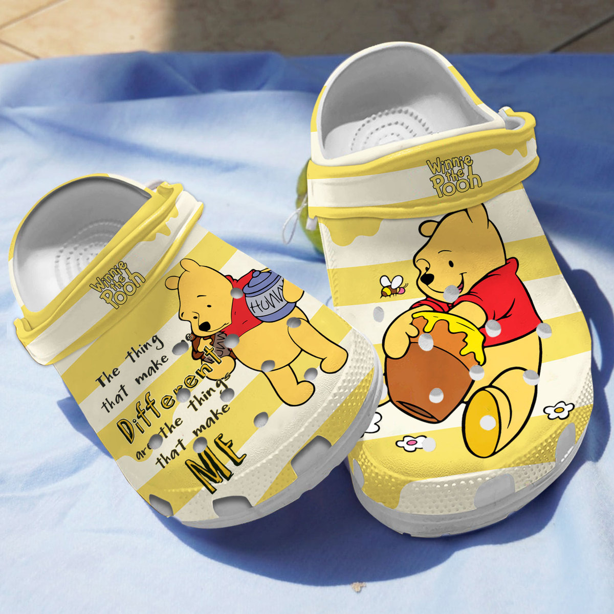 Winnie The Pooh Cartoon Crocs Crocband Clogs Shoes Comfortable For Men Women and Kids