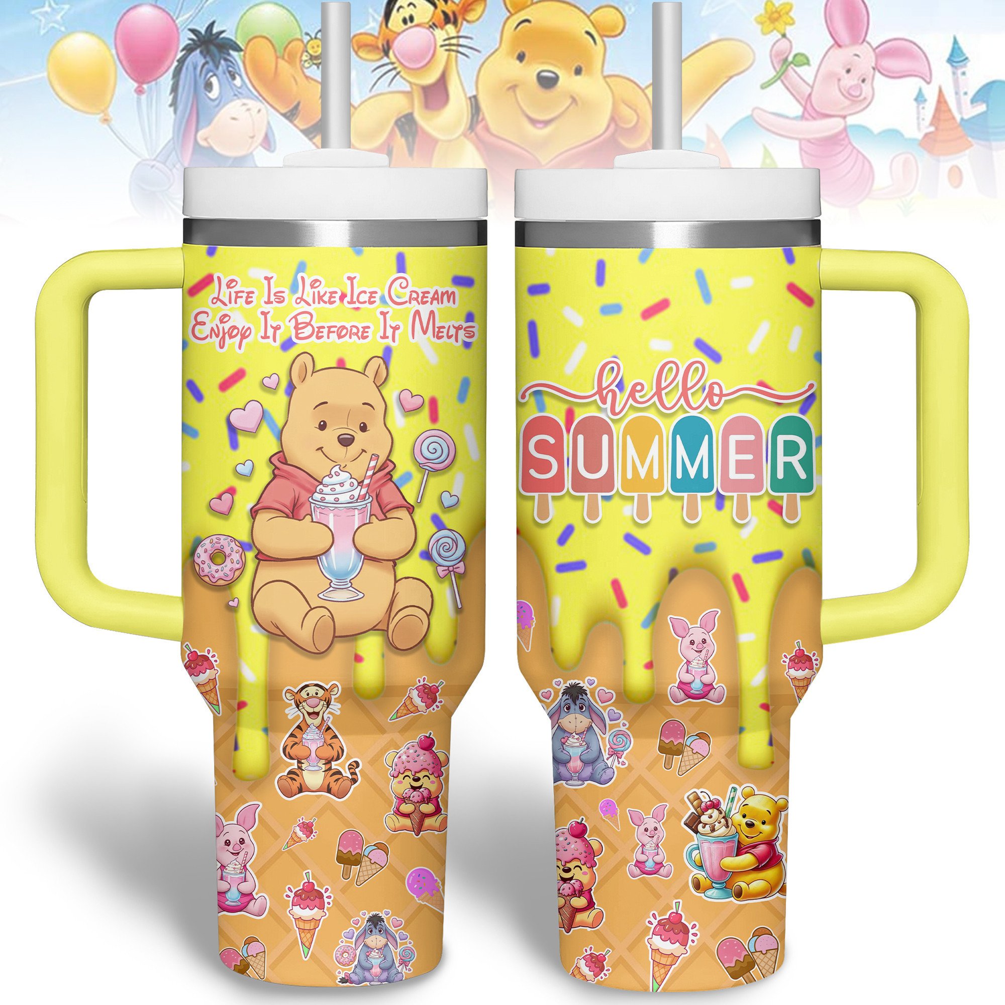 Winnie The Pooh Cartoon Custom Stanley Cup 40 oz 30 oz Tumbler With HandleTVC2301178