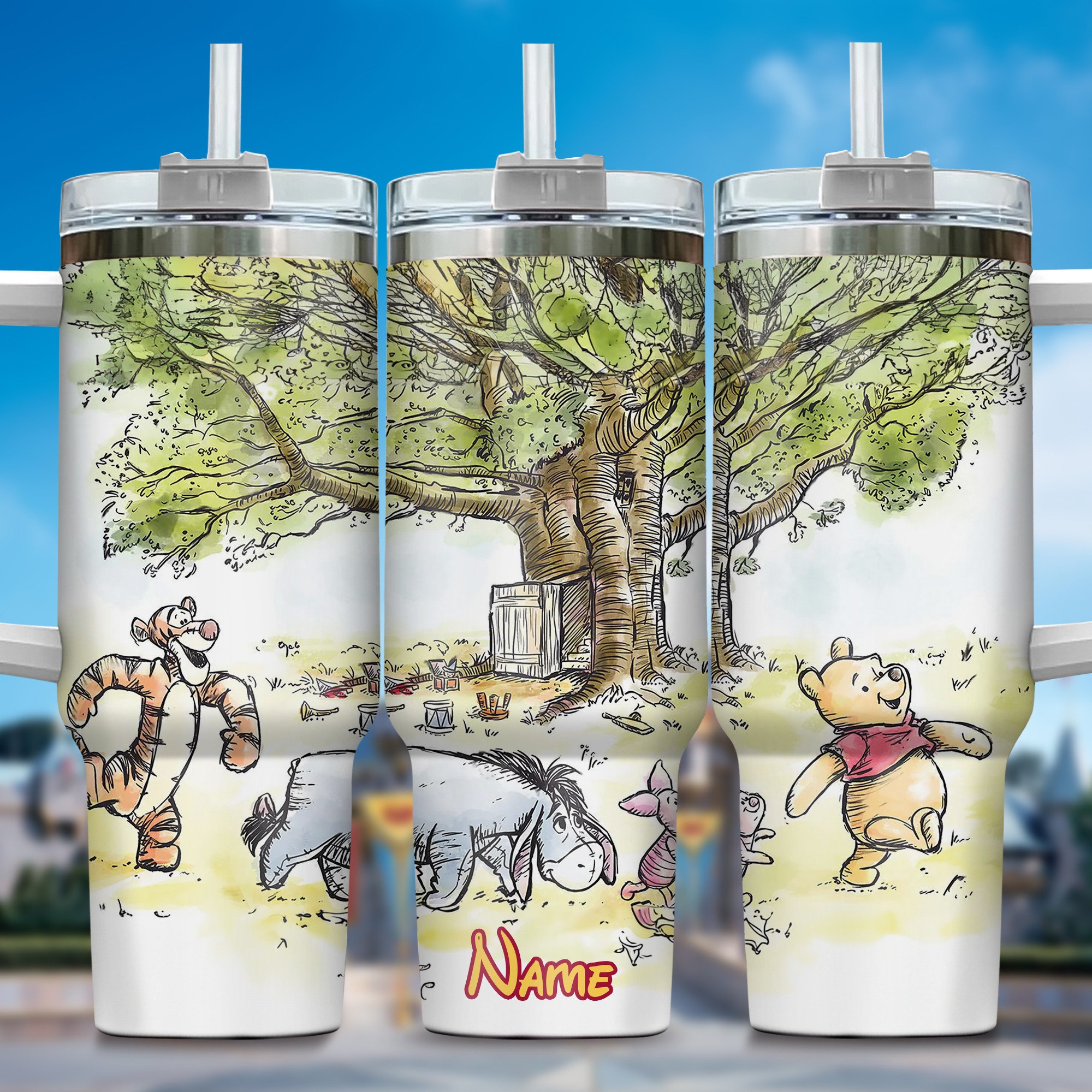 Winnie The Pooh Cartoon Custom Stanley Cup 40 oz 30 oz Tumbler With HandleTVC2301362