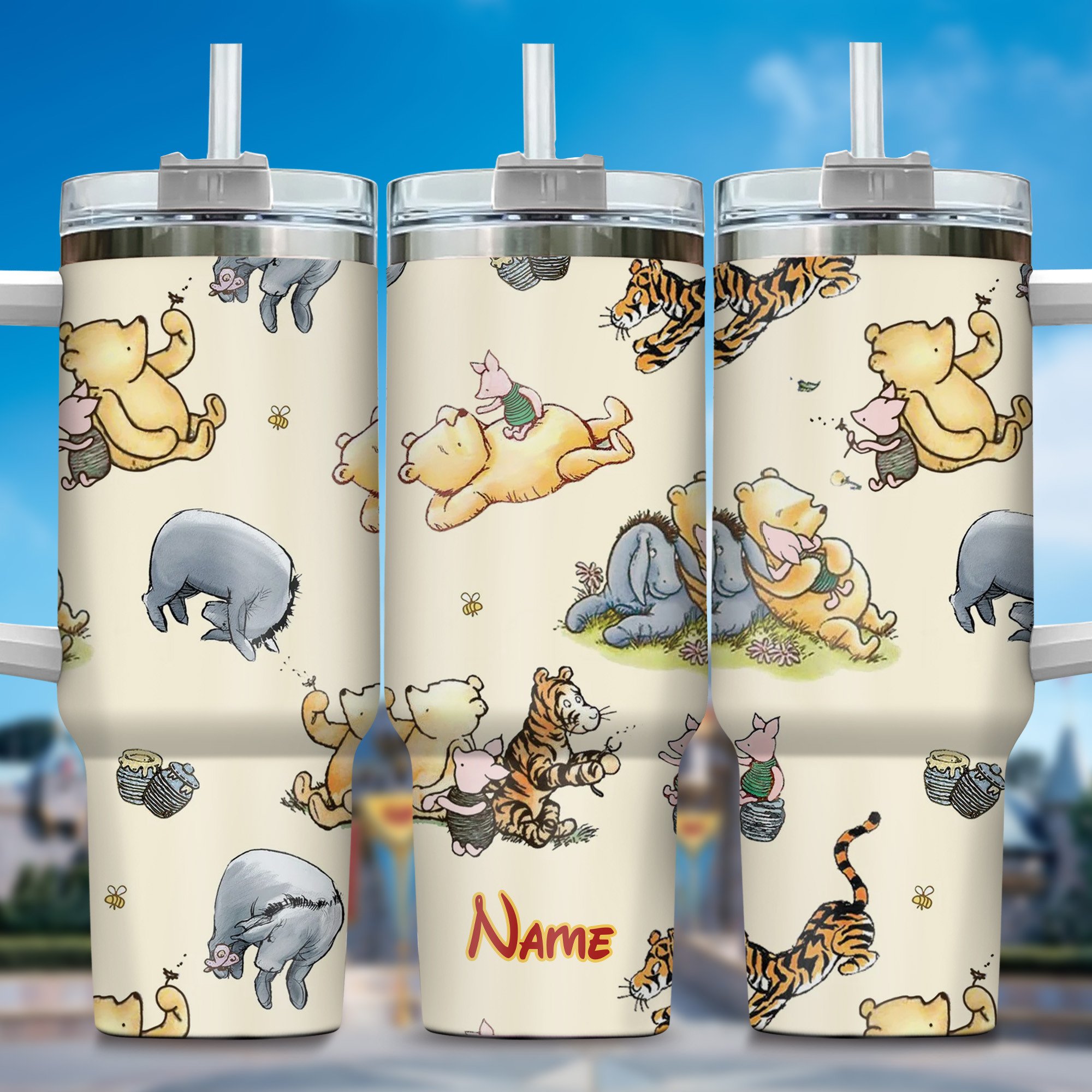 Winnie The Pooh Cartoon Custom Stanley Cup 40 oz 30 oz Tumbler With HandleTVC2301362