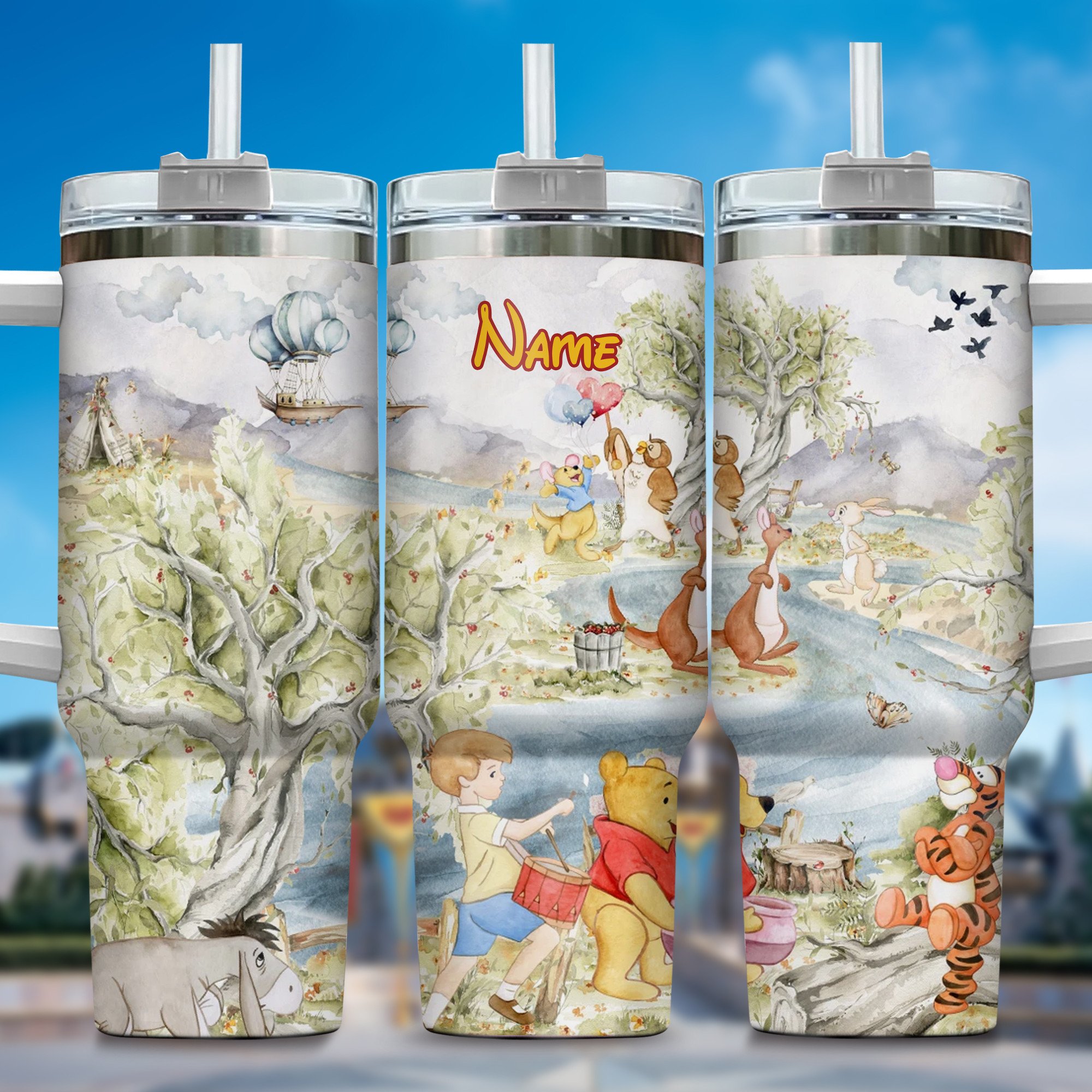 Winnie The Pooh Cartoon Custom Stanley Cup 40 oz 30 oz Tumbler With HandleTVC2301362