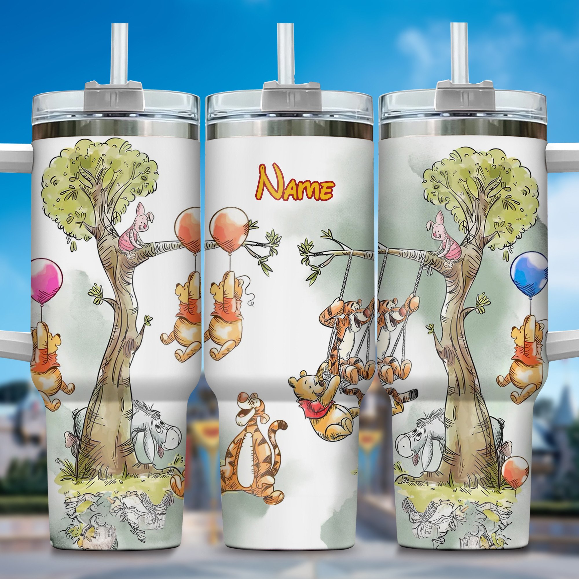 Winnie The Pooh Cartoon Custom Stanley Cup 40 oz 30 oz Tumbler With HandleTVC2301362