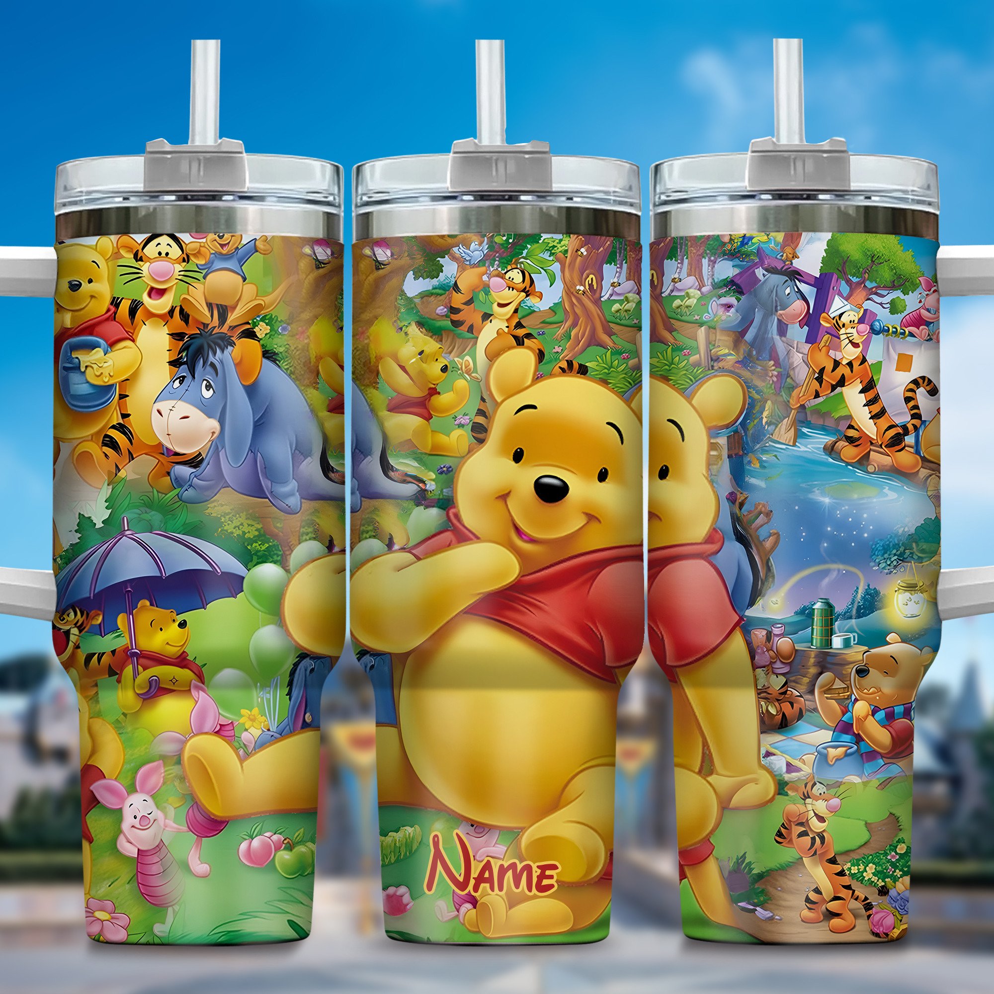 Winnie The Pooh Cartoon Custom Stanley Cup 40 oz 30 oz Tumbler With HandleTVC2301362