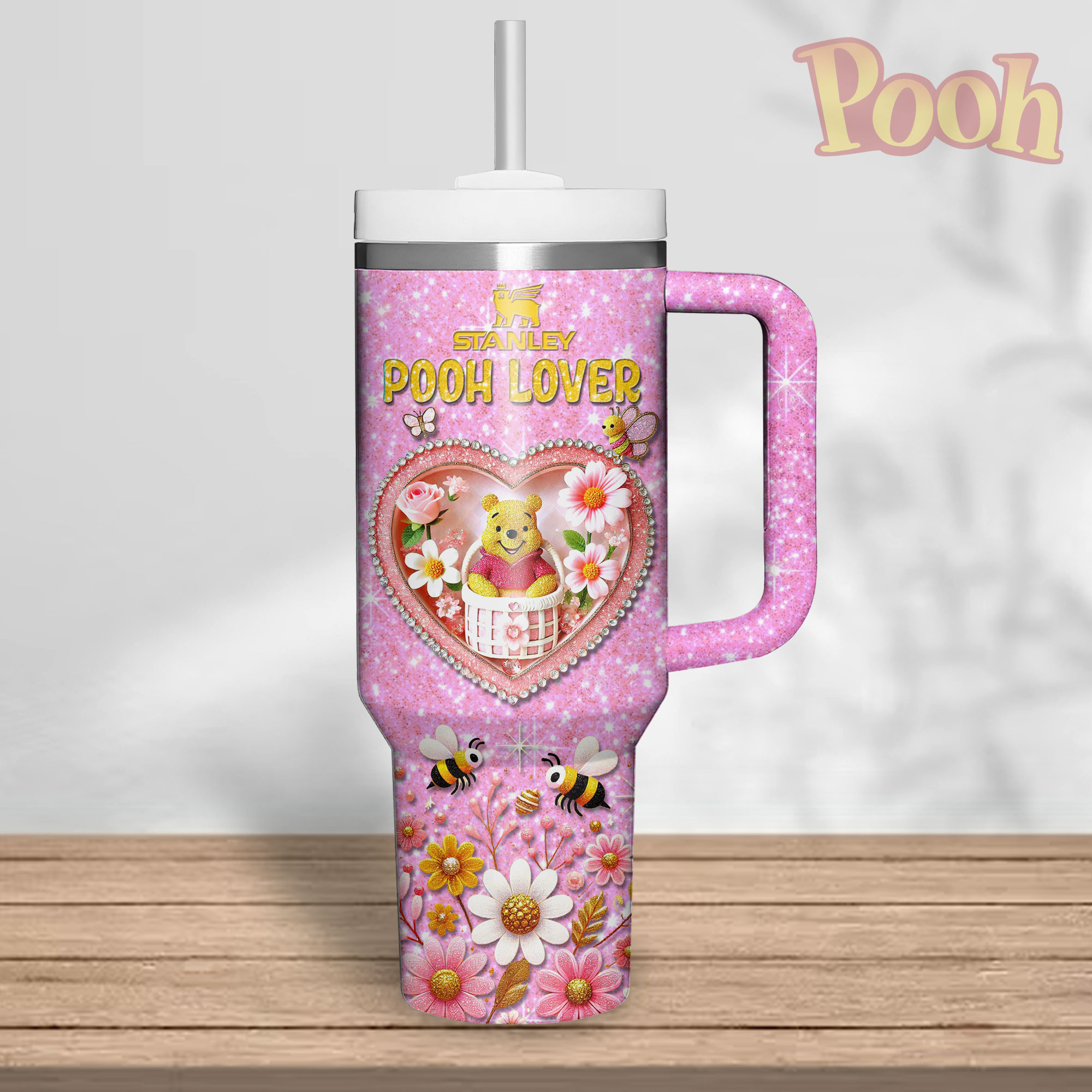 Winnie The Pooh Cartoon Valentine Custom Stanley Cup 40 oz 30 oz Tumbler With HandleTVC2301338 - Image 3