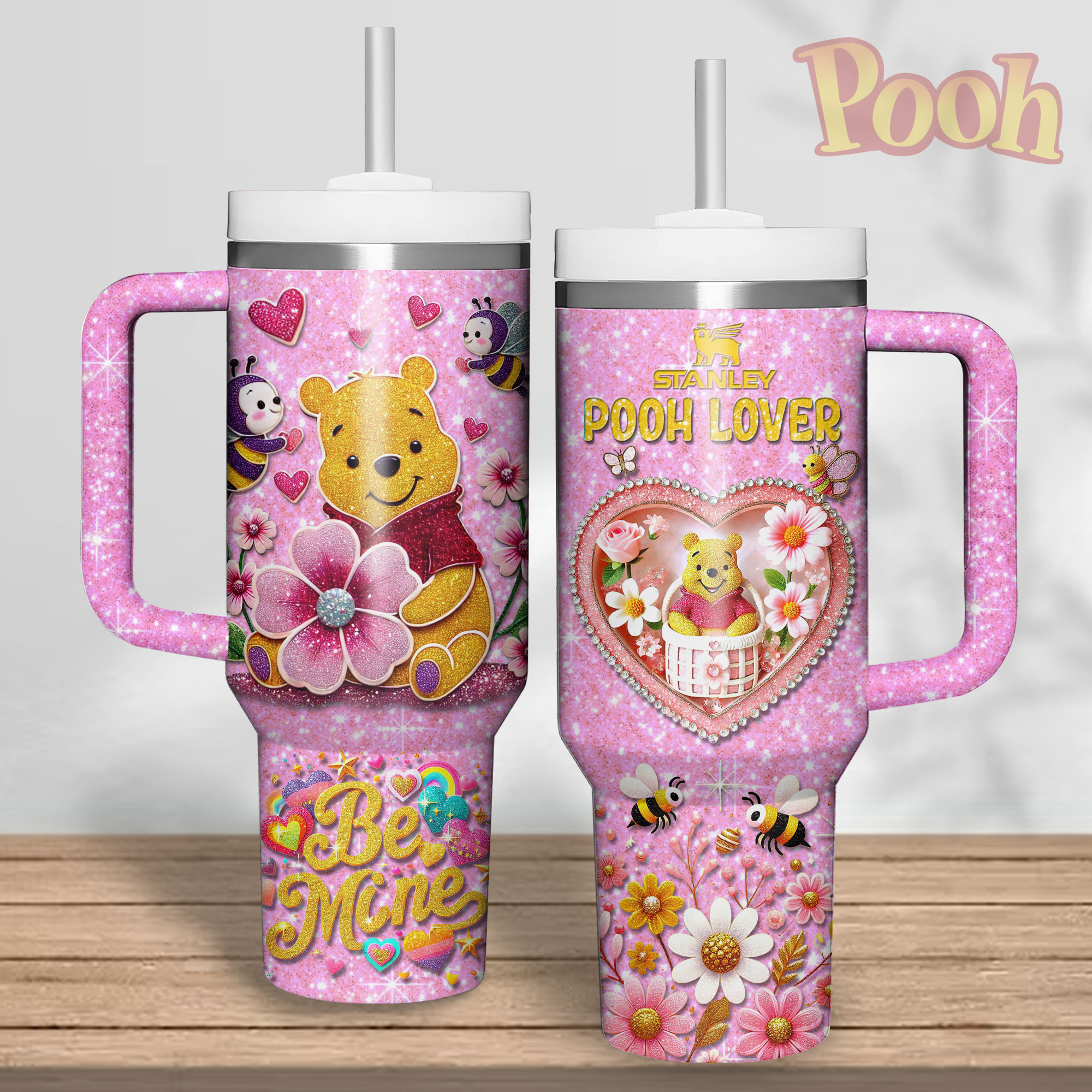 Winnie The Pooh Cartoon Valentine Custom Stanley Cup 40 oz 30 oz Tumbler With HandleTVC2301338 - Image 4