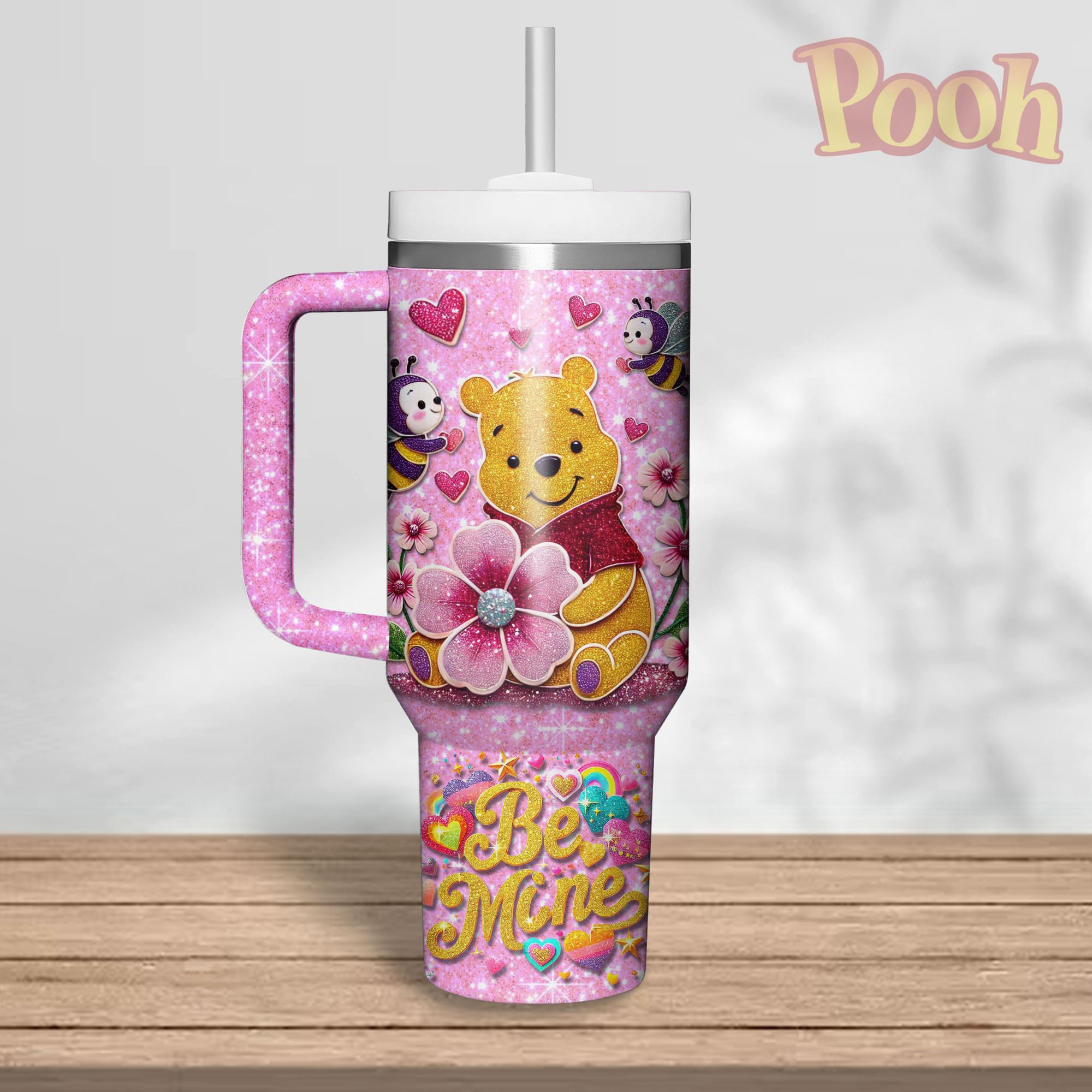 Winnie The Pooh Cartoon Valentine Custom Stanley Cup 40 oz 30 oz Tumbler With HandleTVC2301338 - Image 2