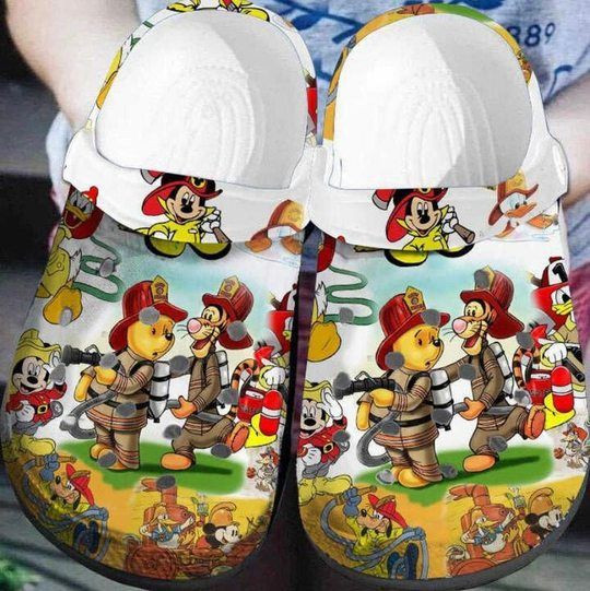 Winnie The Pooh Firefighter Cartoon Crocs Crocband Shoes Clogs Custom Name For Men Women And Kids