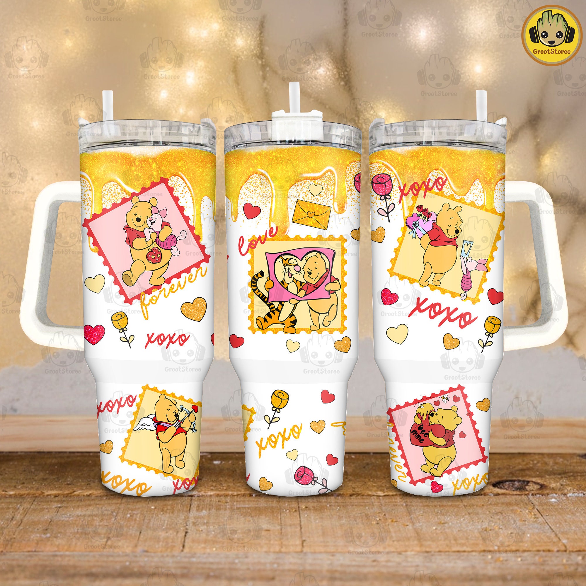 Winnie the Pooh Valentines Gift Disney Cartoon Custom Stanley Cup 40 oz 30 oz Tumbler With HandleTVC2301912