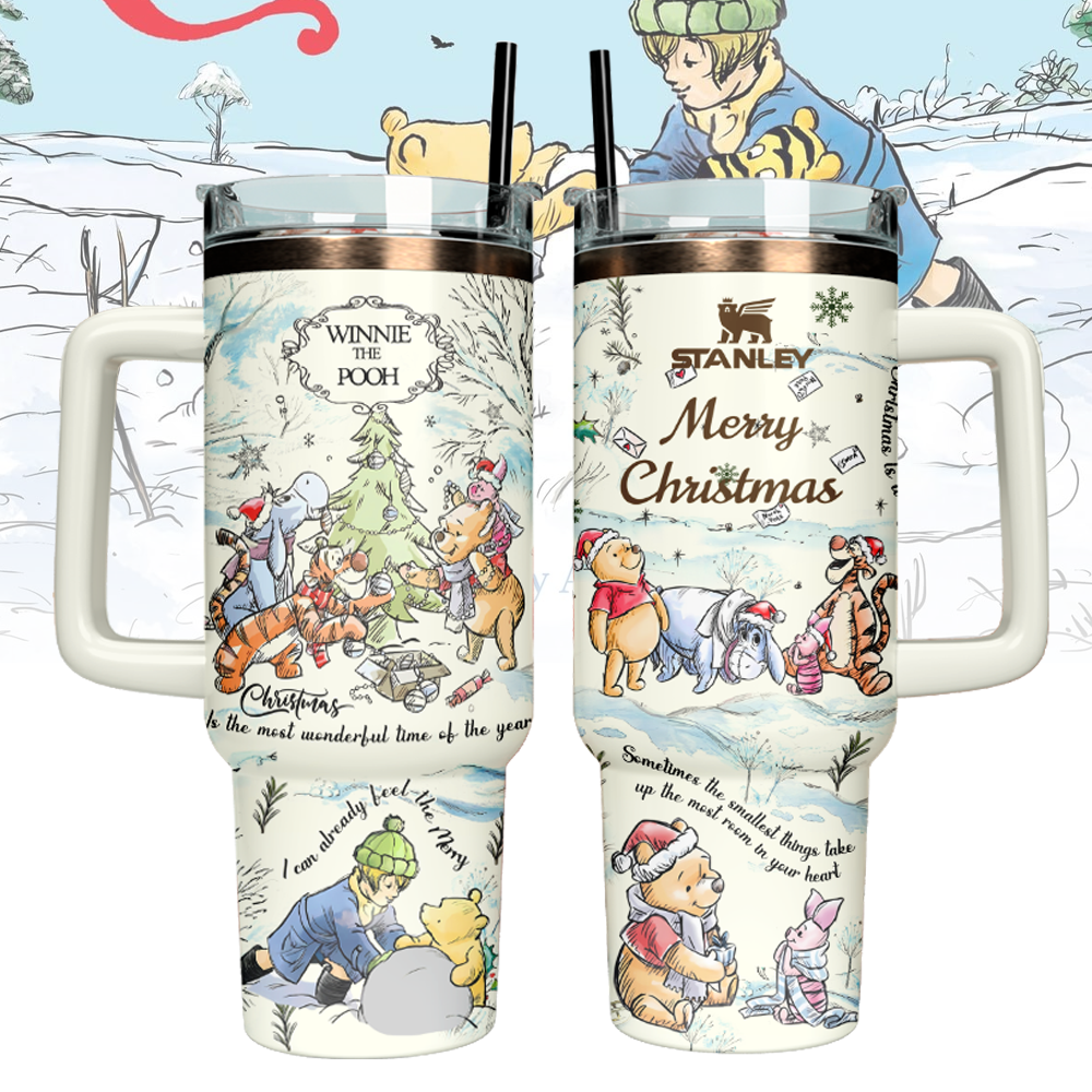 Winnie The Pooh x Christmas Valentine Custom Stanley Cup 40 oz 30 oz Tumbler With HandleTVC2301109