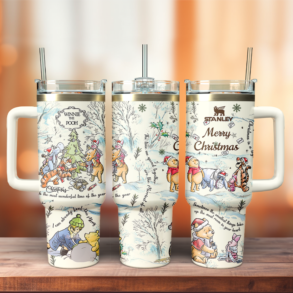 Winnie The Pooh x Christmas Valentine Custom Stanley Cup 40 oz 30 oz Tumbler With HandleTVC2301109 - Image 2