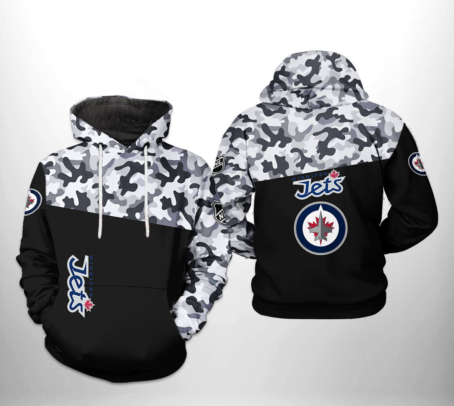 Winnipeg Jets NHL Camo Veteran 3D All Over Print Hoodie, Zip Hoodie
