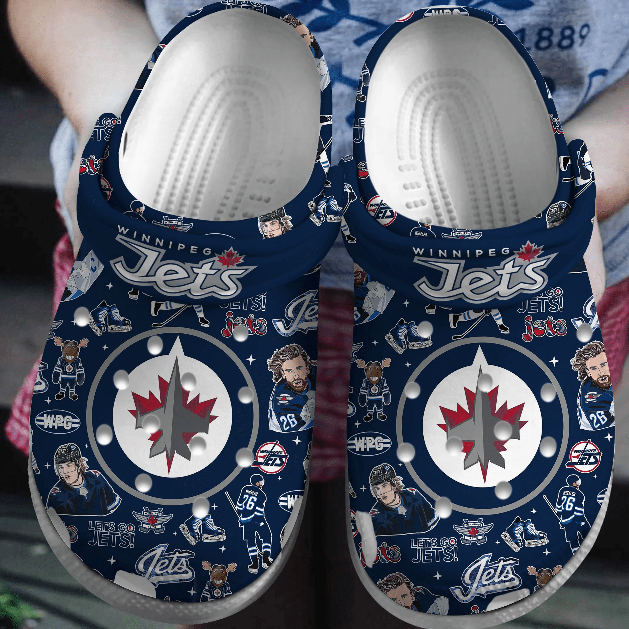 Winnipeg Jets NHL Sport Crocs Crocband Clogs Shoes Comfortable For Men Women and Kids