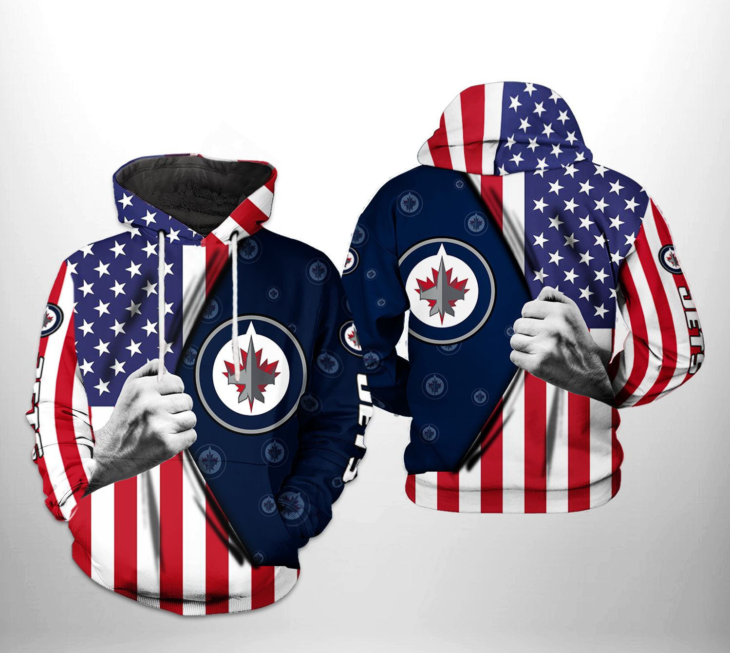 Winnipeg Jets NHL US FLag 3D All Over Print Hoodie, Zip Hoodie