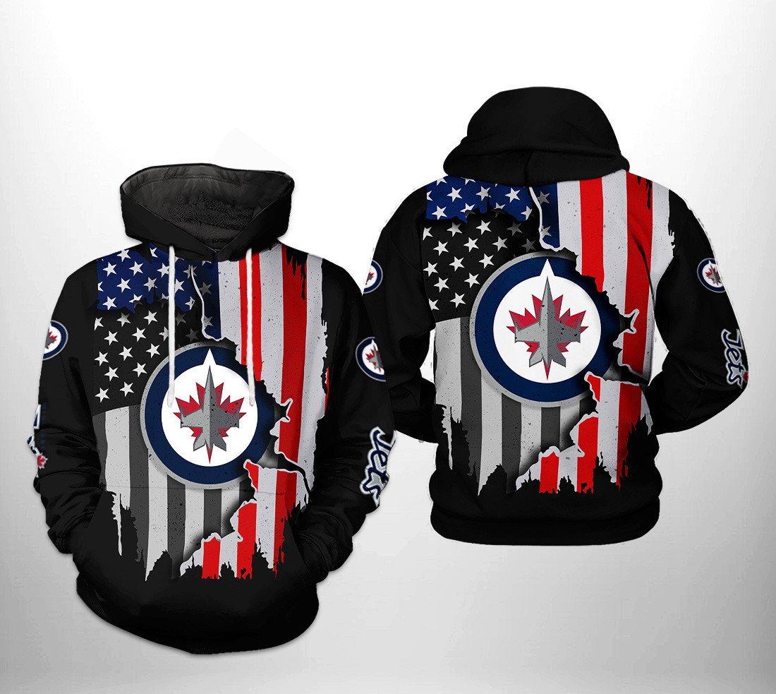 Winnipeg Jets NHL US FLag Team 3D All Over Print Hoodie, Zip Hoodie