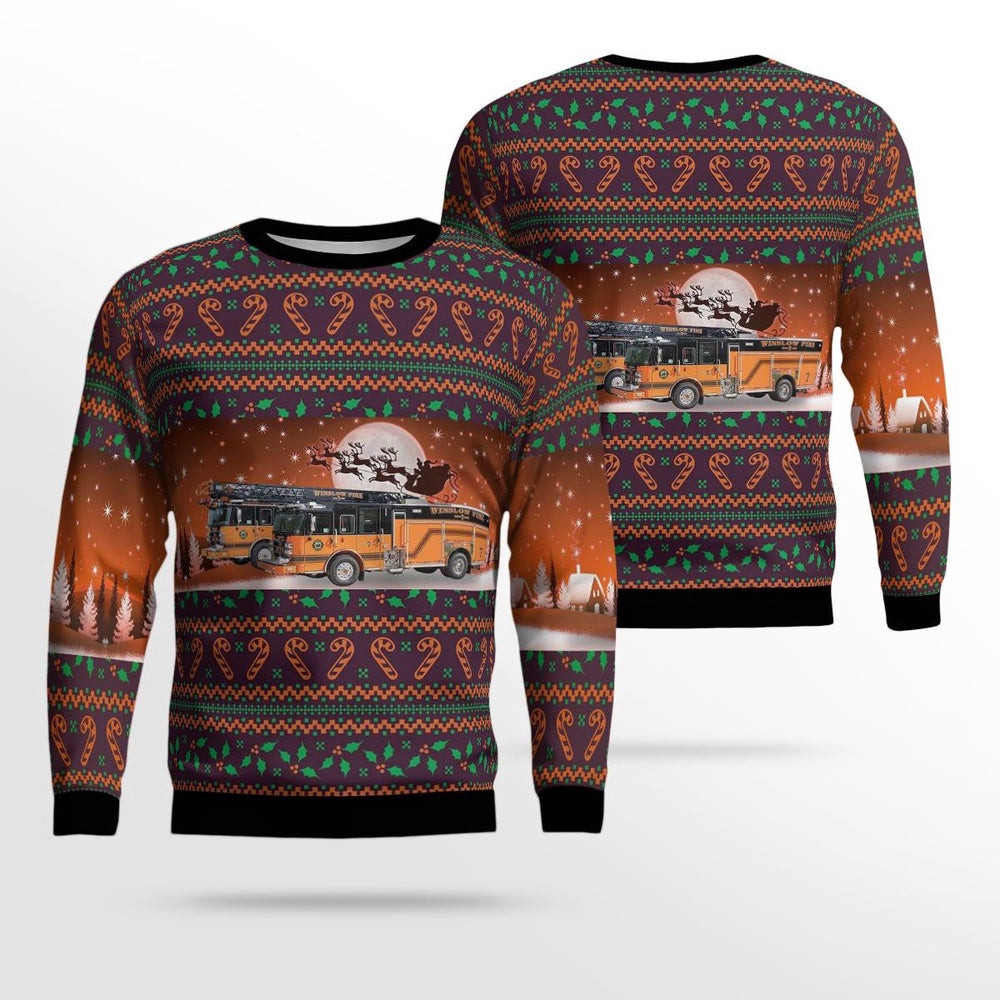 Winslow Maine Winslow Fire Department AOP Ugly Sweater Gift For Christmas