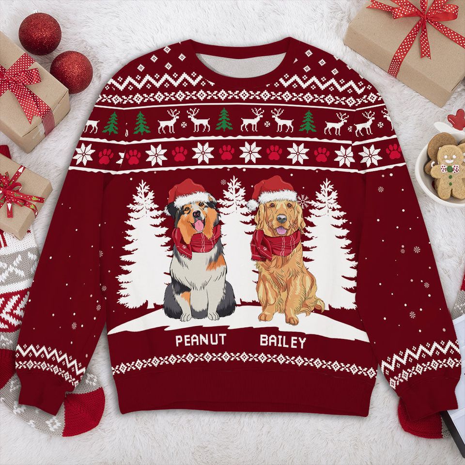Winter Dog 1 - Personalized All-Over-Print Sweatshirt - Christmas Gift For Pet Owners, Pet Lovers, Dog Lovers - Image 3