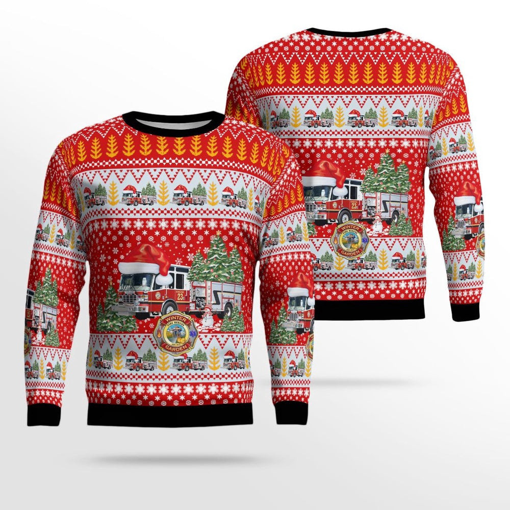 Winter Garden Orange County Florida Winter Garden Fire Department Christmas Ugly Sweater Gift For Christmas