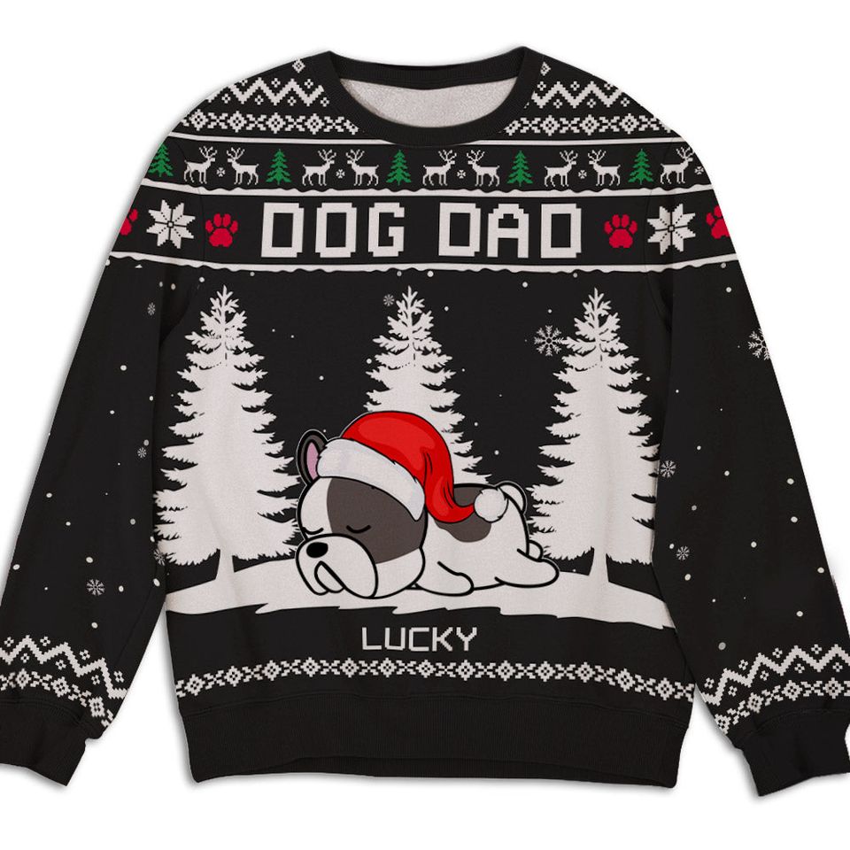 Winter Pet Sleeping Personalized Pet Lover Custom Jumper Xmas Ugly Sweatshirt