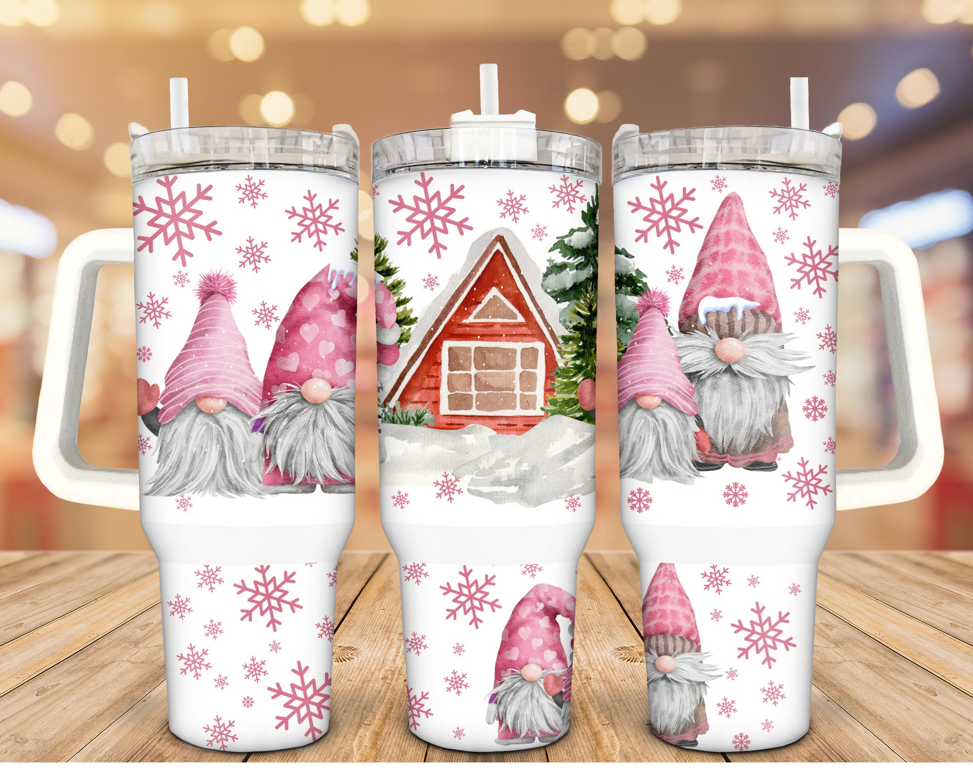 Winter Pink Gnome Custom Stanley Cup 40 oz 30 oz Tumbler With HandleTVC2301935