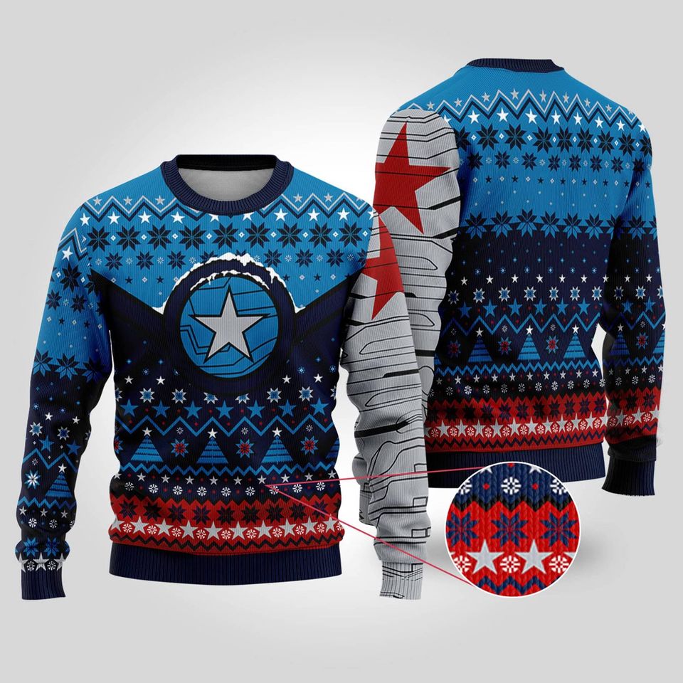 Winter Soldier Ugly Christmas Sweatshirt Winter Soldier BUCKYY Bn Barnes Christmas