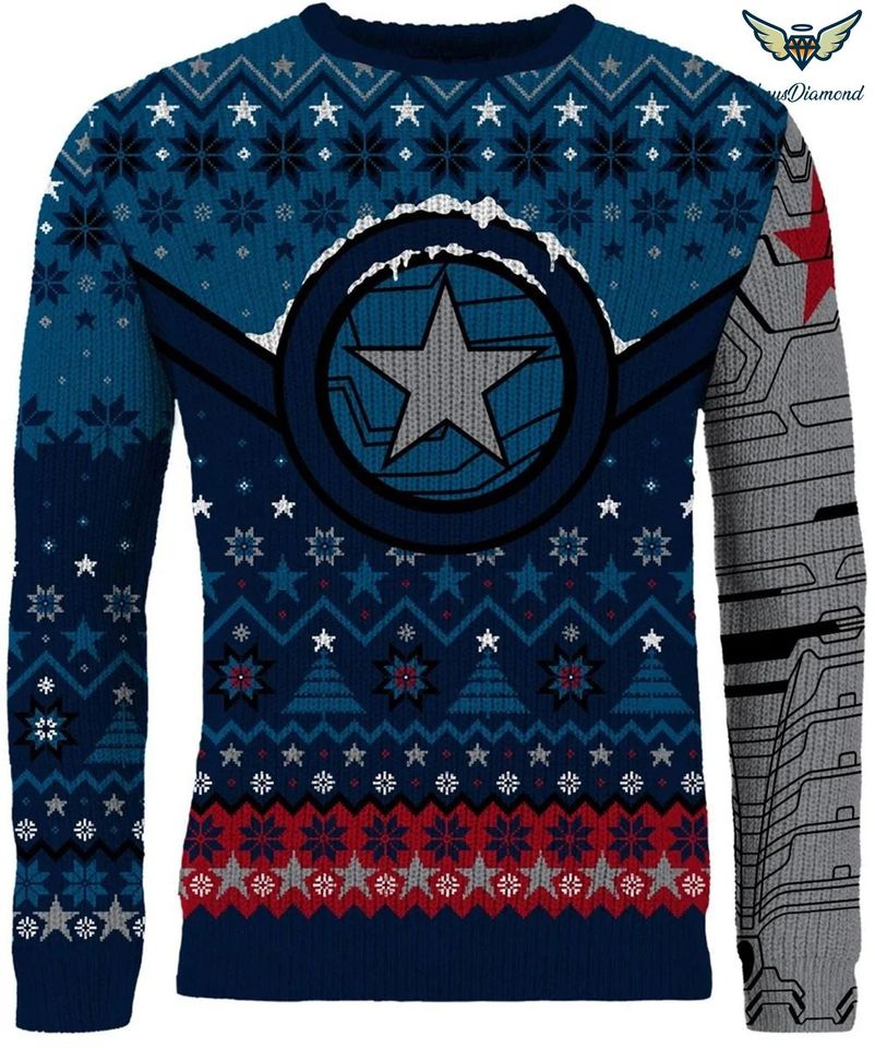 Winter Soldier Ugly Sweatshirt, Winter Soldier BUCKYY Bn Barnes Christmas Sweater, - Image 3