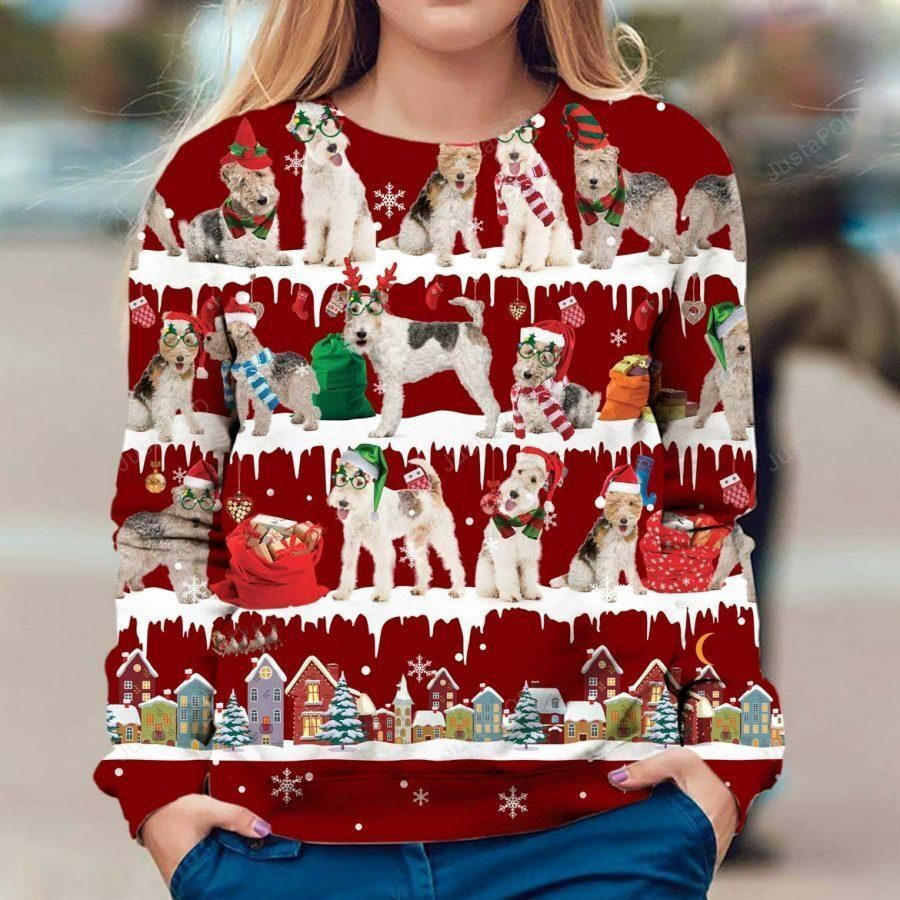Wire Hair Fox Terrier Dog Ugly Christmas Sweater Adult 3D Funny Matching for family
