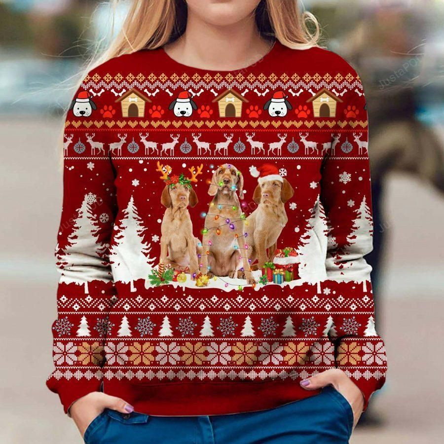 Wirehaired Vizsla Dog Ugly Christmas Sweater Adult 3D Funny Matching for family
