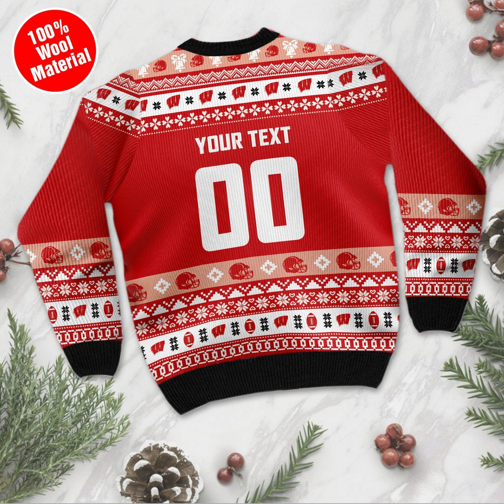 Wisconsin Badgers Custom Name & Number Personalized Ugly Christmas Sweater Adult 3D Funny Matching for family - Image 3
