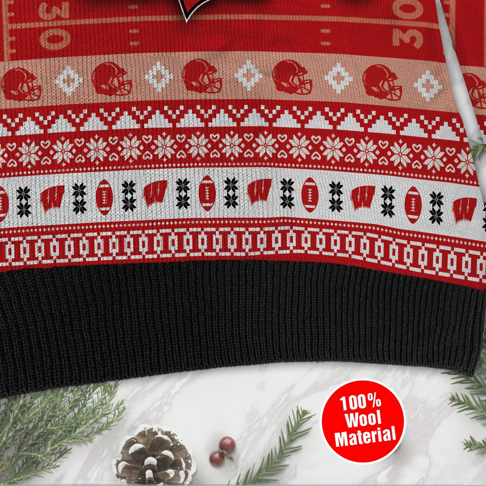 Wisconsin Badgers Custom Name & Number Personalized Ugly Christmas Sweater Adult 3D Funny Matching for family - Image 5